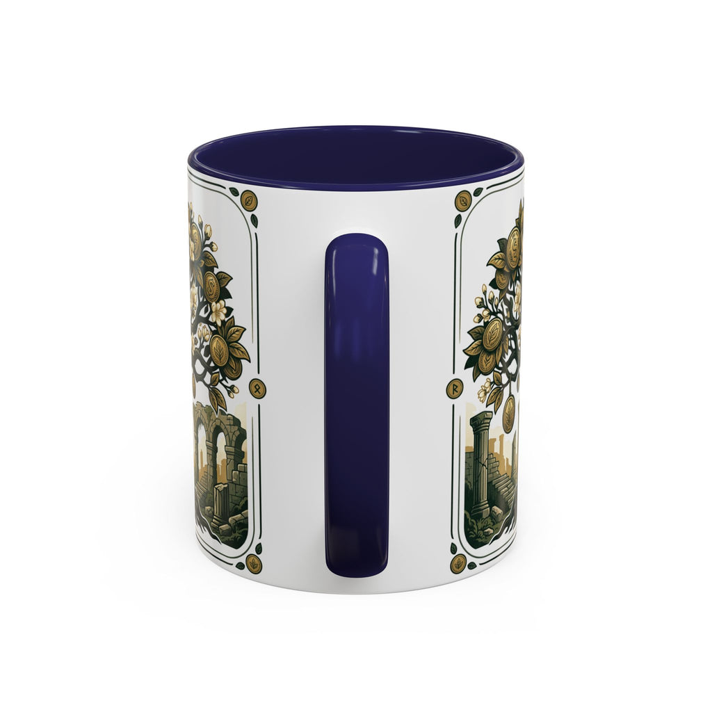 Ornate Tree of Coins Coffee Mug — Gold Ruins Accent Ceramic Mug (11/15oz)