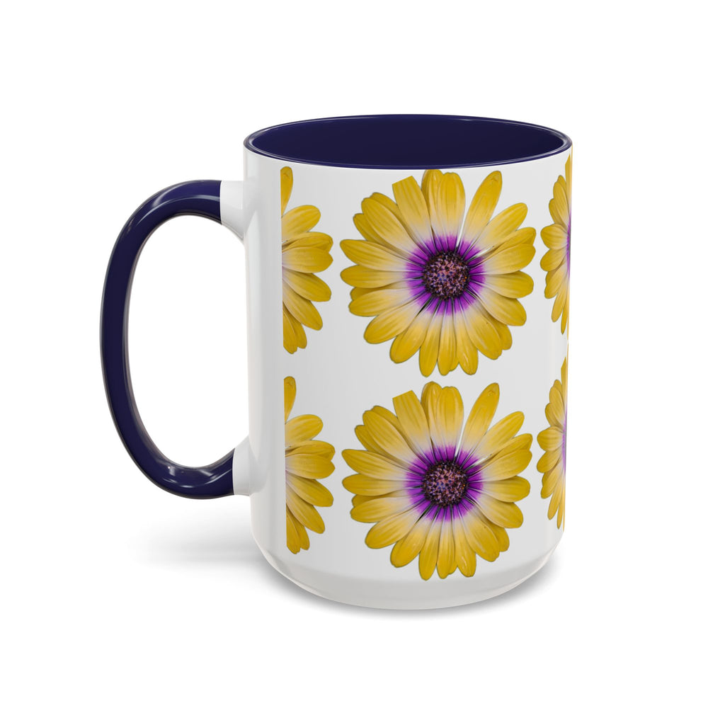 Yellow Purple Daisy Accent Coffee Mug – Floral Pattern 11/15oz