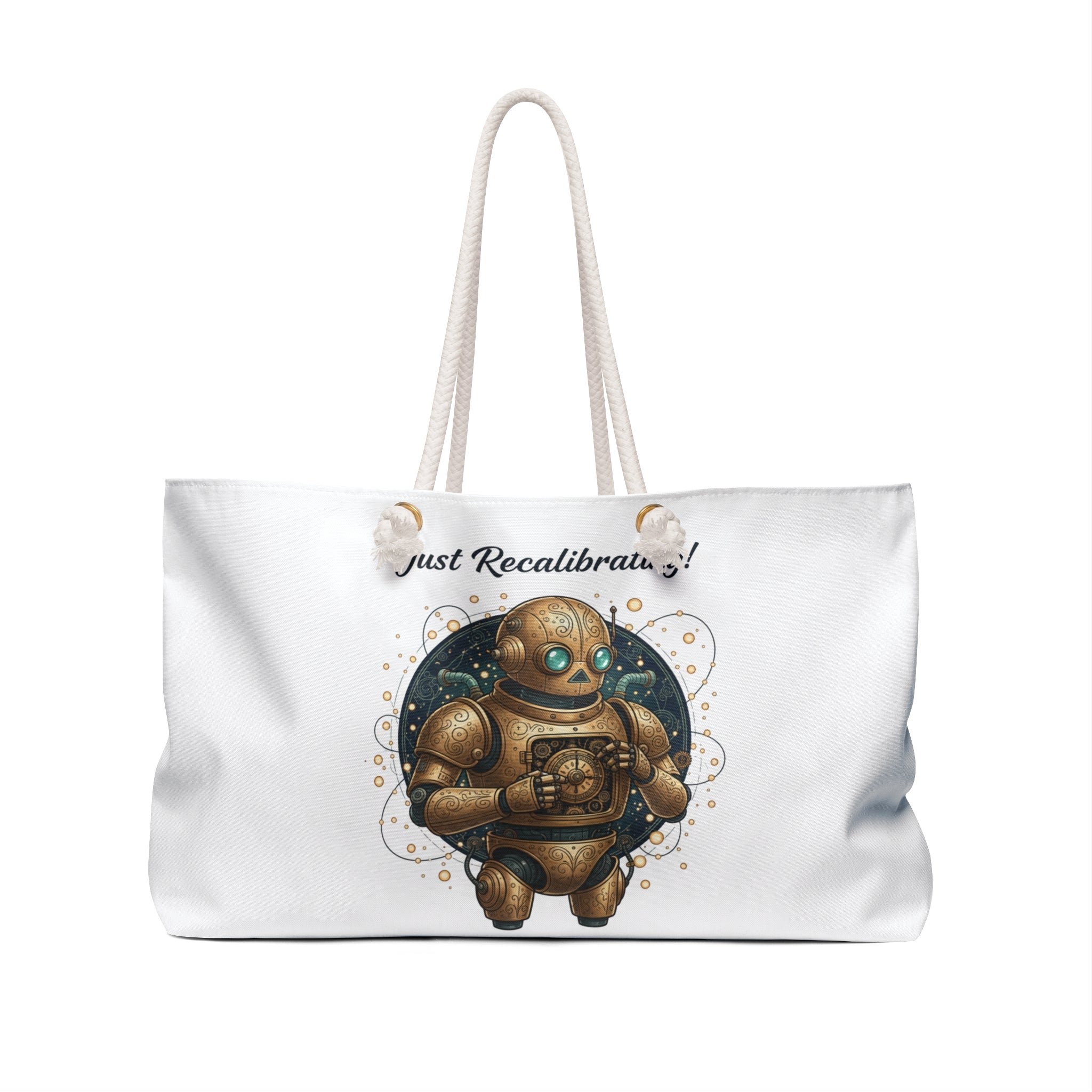 Robot 'Just Recalibrating' Weekender Bag — Vintage Steampunk Travel Tote