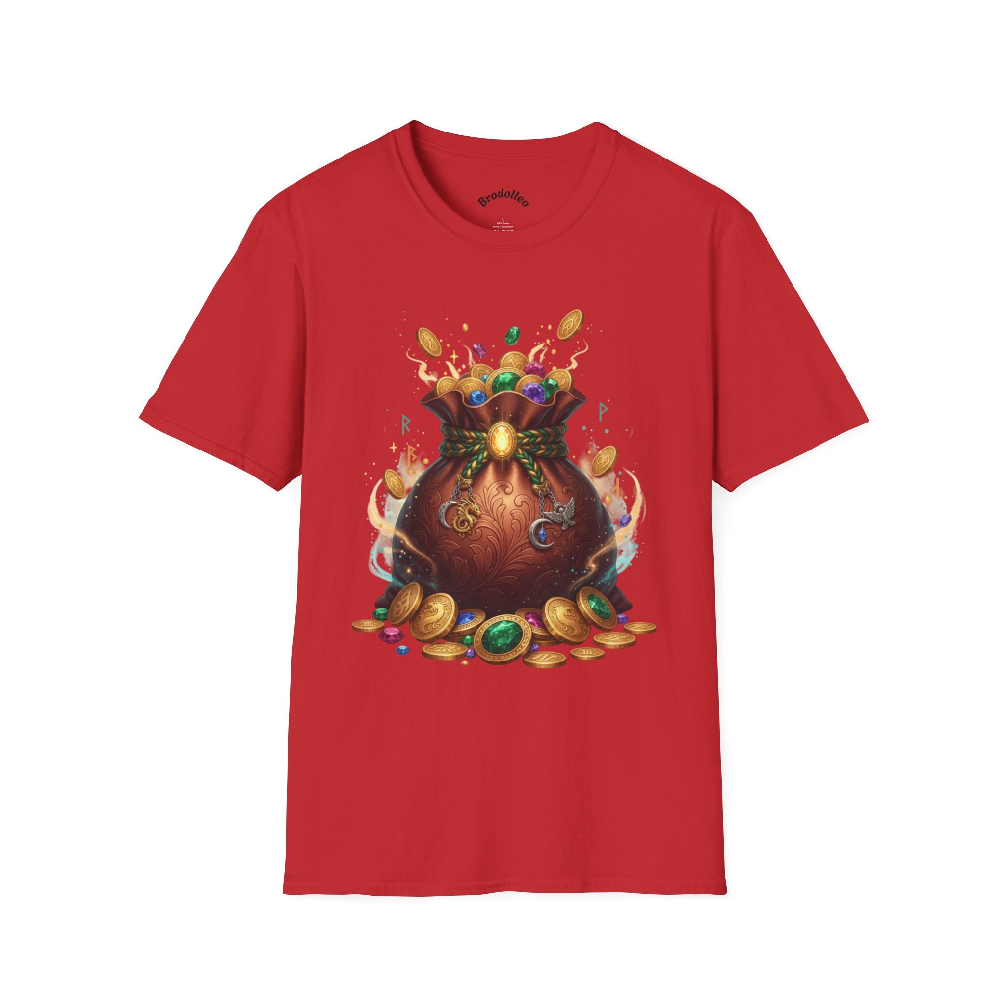 Treasure Pouch T-Shirt — Gold Coins & Gems Fantasy Graphic Tee