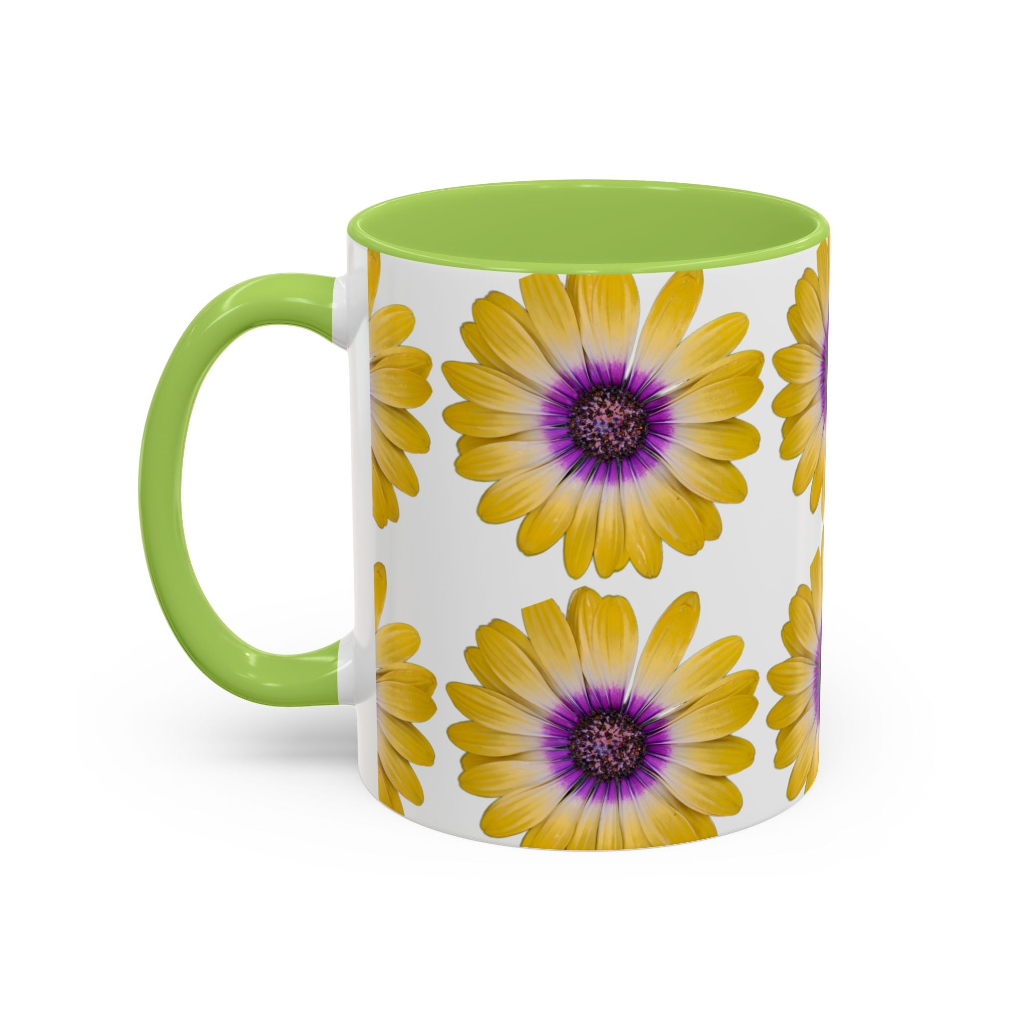 Yellow Purple Daisy Accent Coffee Mug – Floral Pattern 11/15oz