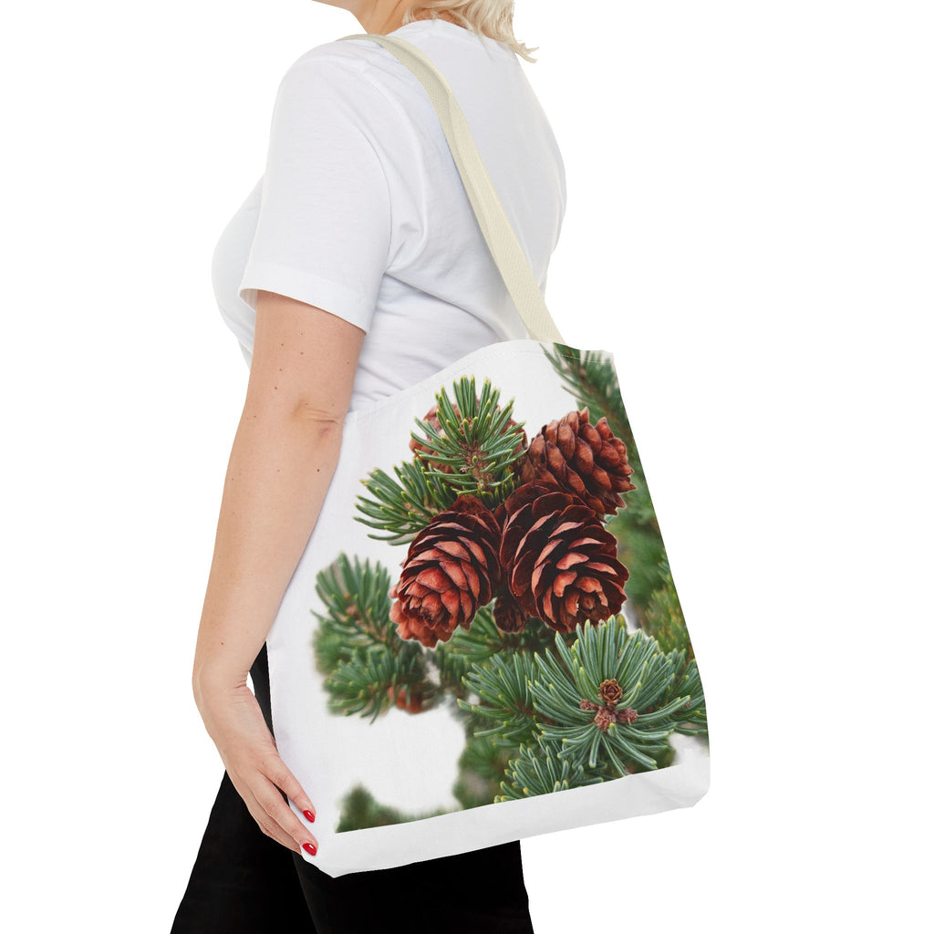 Pinecone Winter Tote Bag — Botanical Evergreen Holiday Market Bag