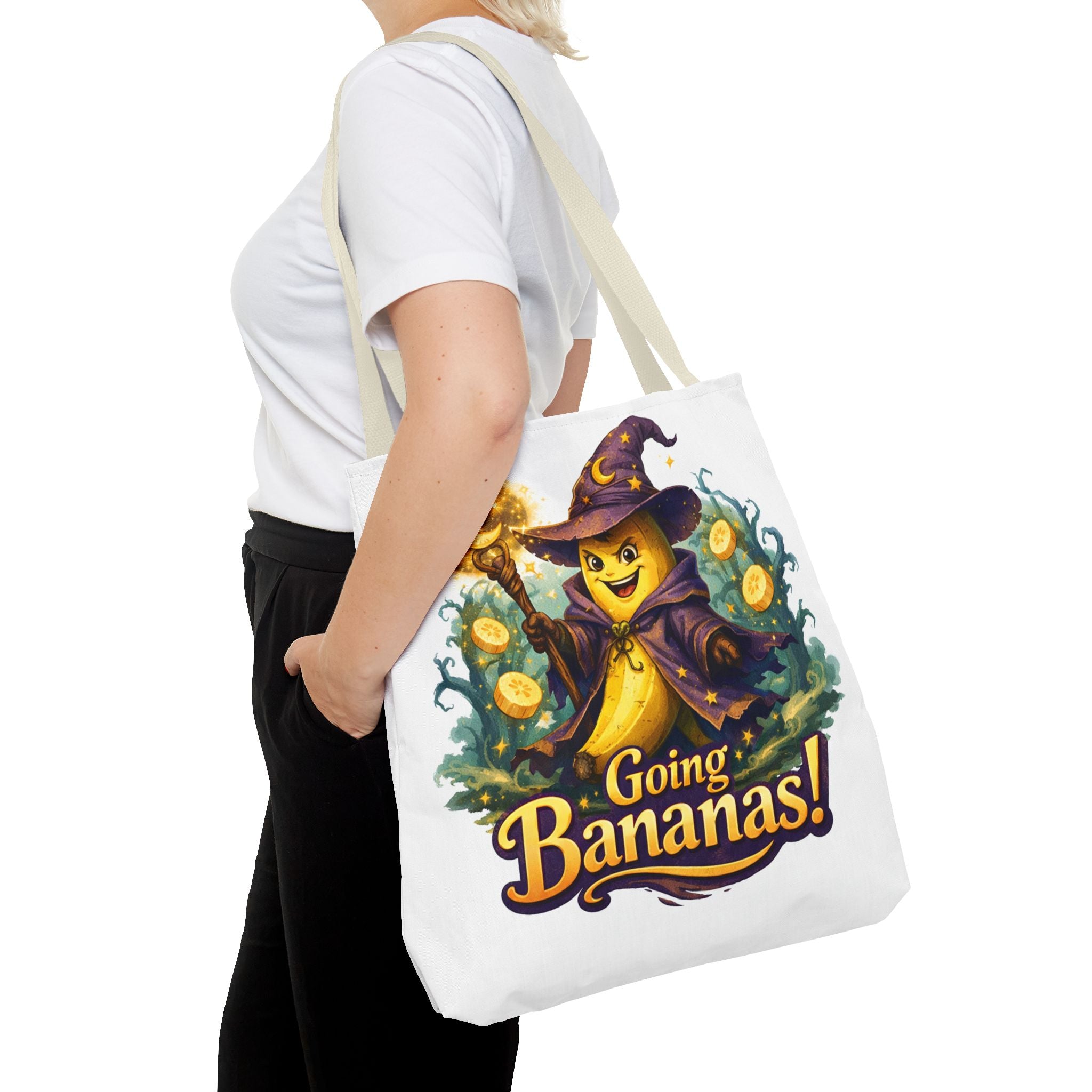 Going Bananas! Witch Banana Tote Bag — Cute Halloween Grocery & Trick-or-Treat Tote