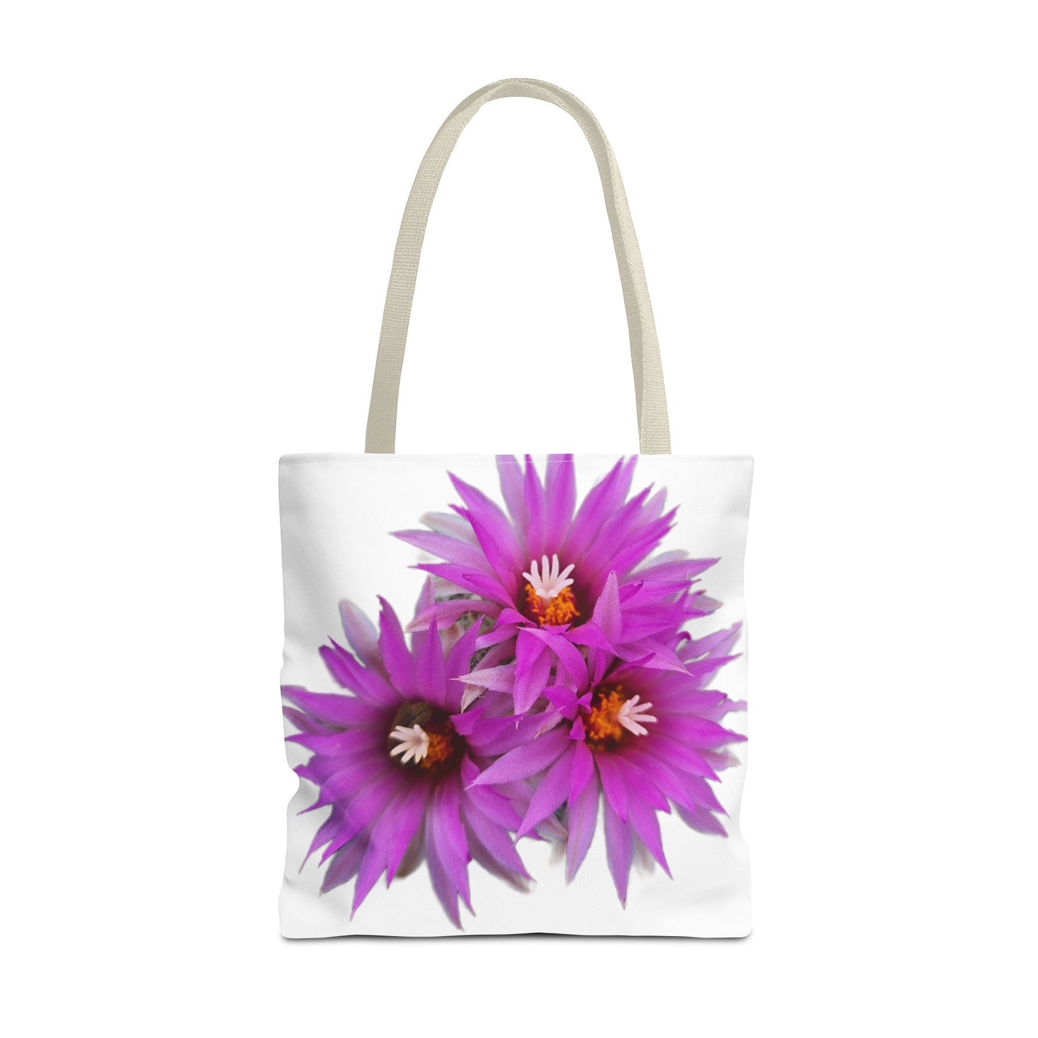 Pink Cactus Flower Tote Bag — Vibrant Desert Floral All-Over Print Tote
