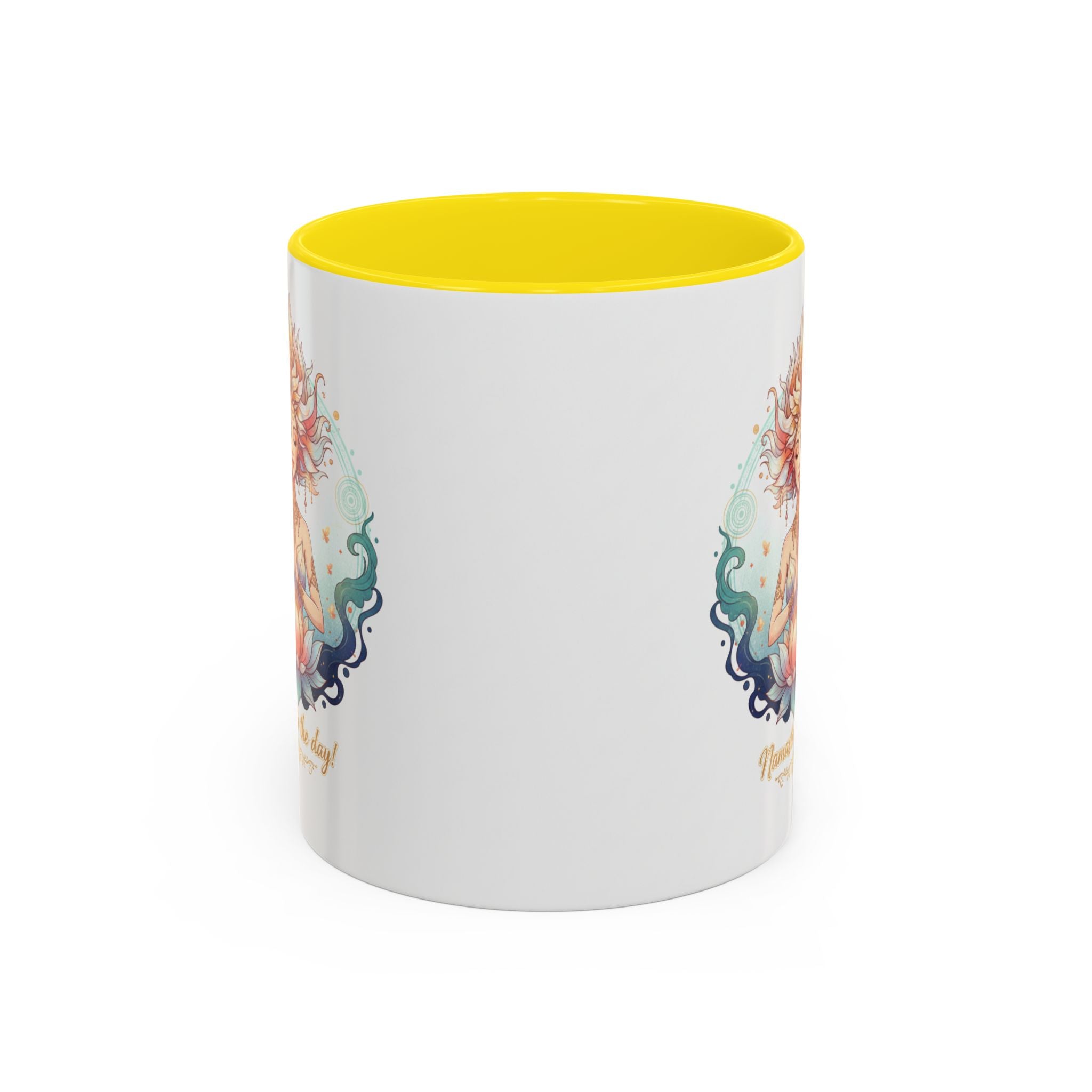 Namaste the Day Yoga Coffee Mug — Lotus Meditation Accent Mug (11/15oz)
