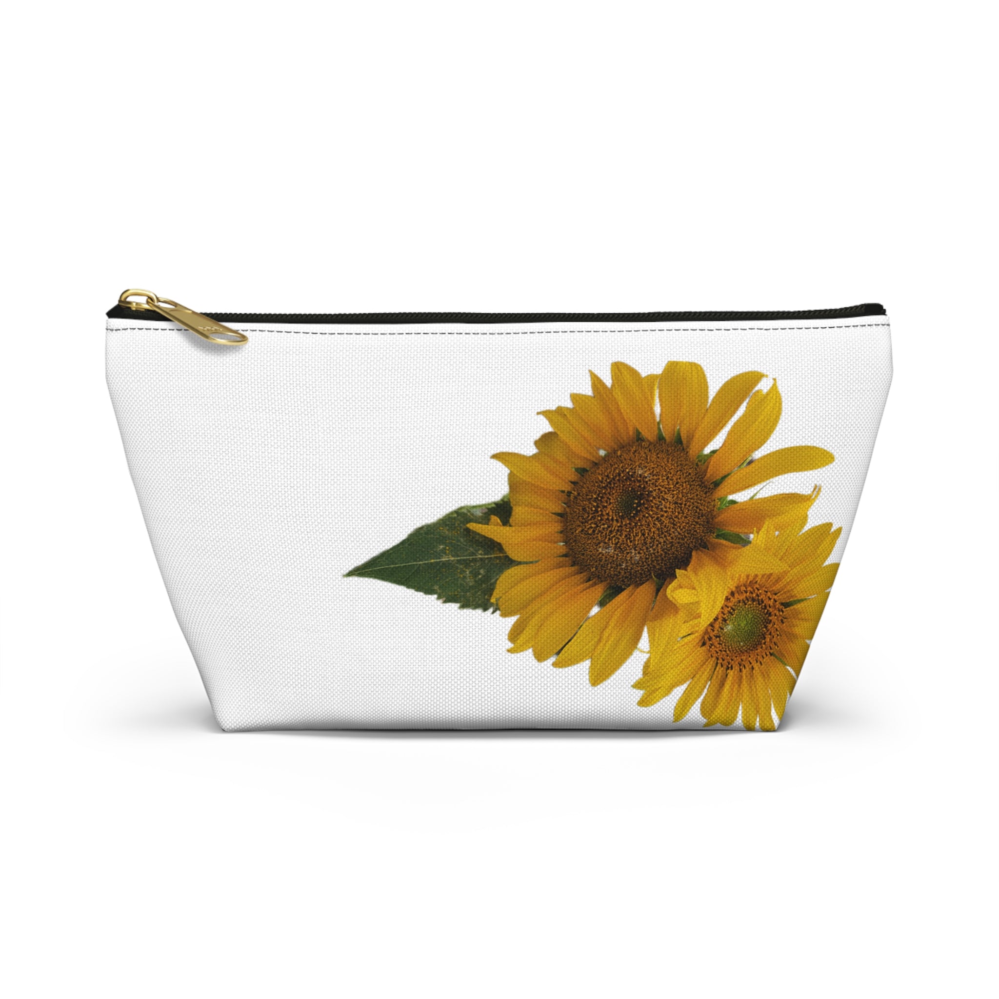 Sunflower Accessory Pouch — Floral Makeup & Travel T-Bottom Bag