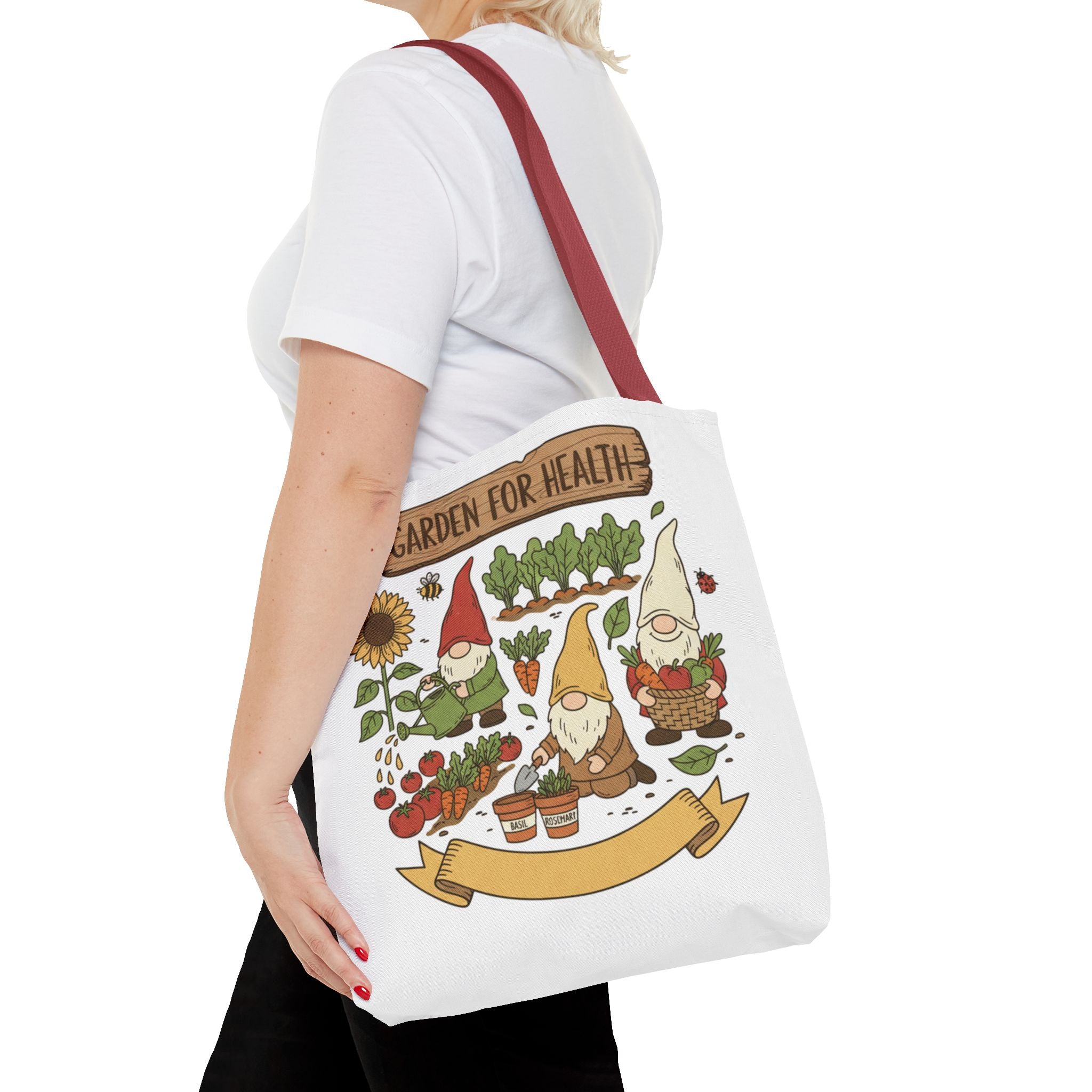 Garden Gnome Tote Bag - "Garden For Health" Cute Eco Shopper