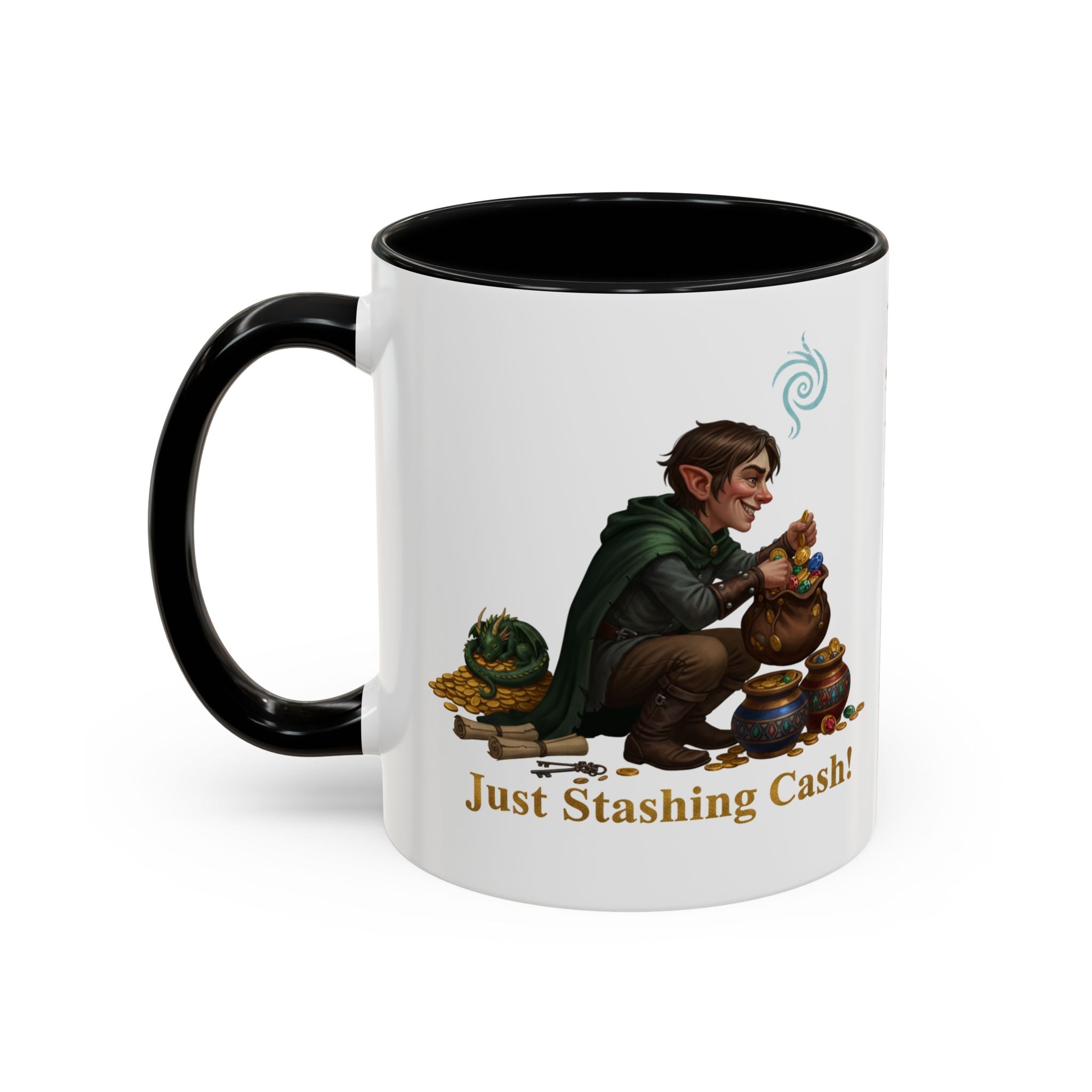 Accent Coffee Mug — "Just Stashing Cash!" Fantasy Gnome Money Mug (11/15oz)