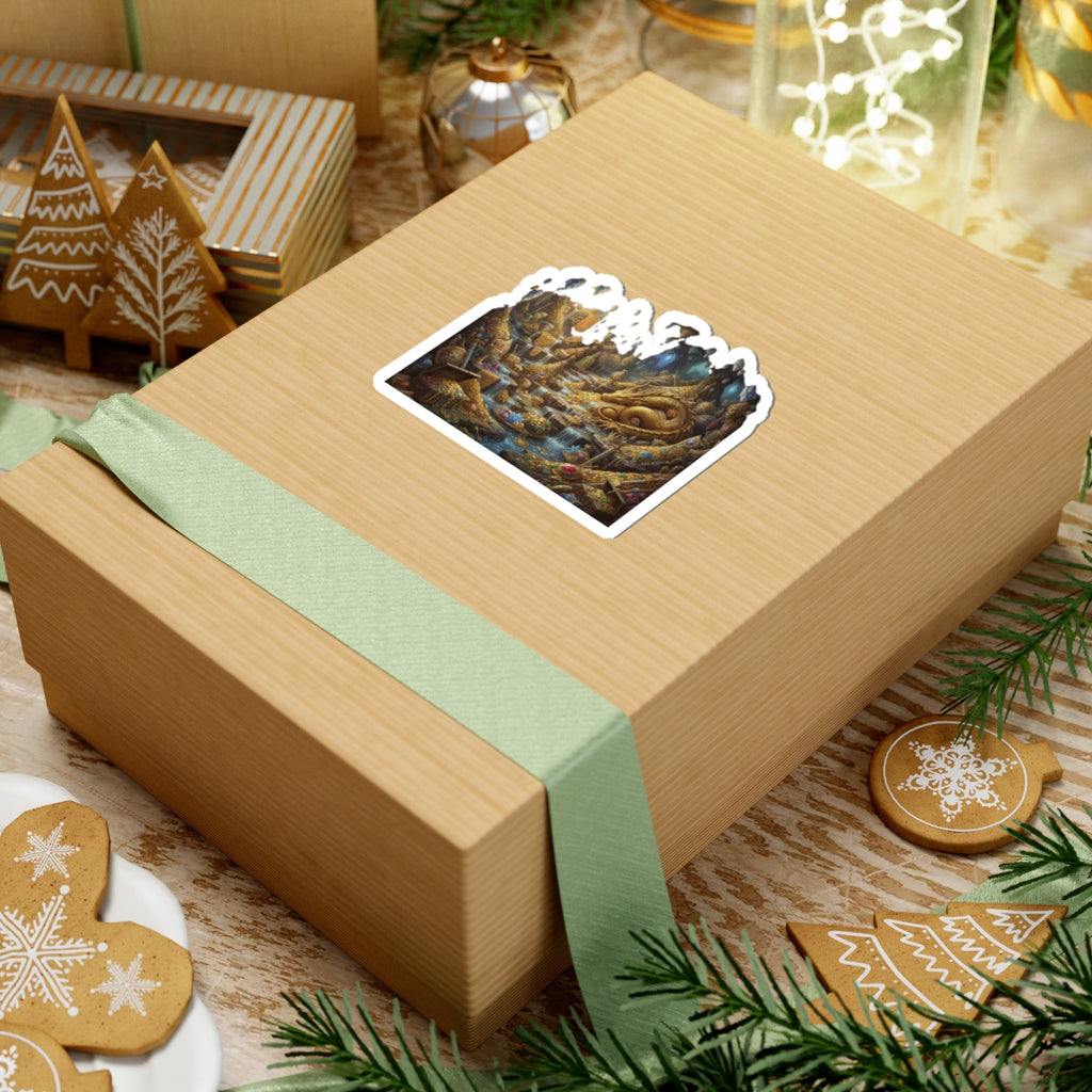 Abundant Wealth Sticker — Dragon Treasure Kiss-Cut Sticker for Laptops & Journals