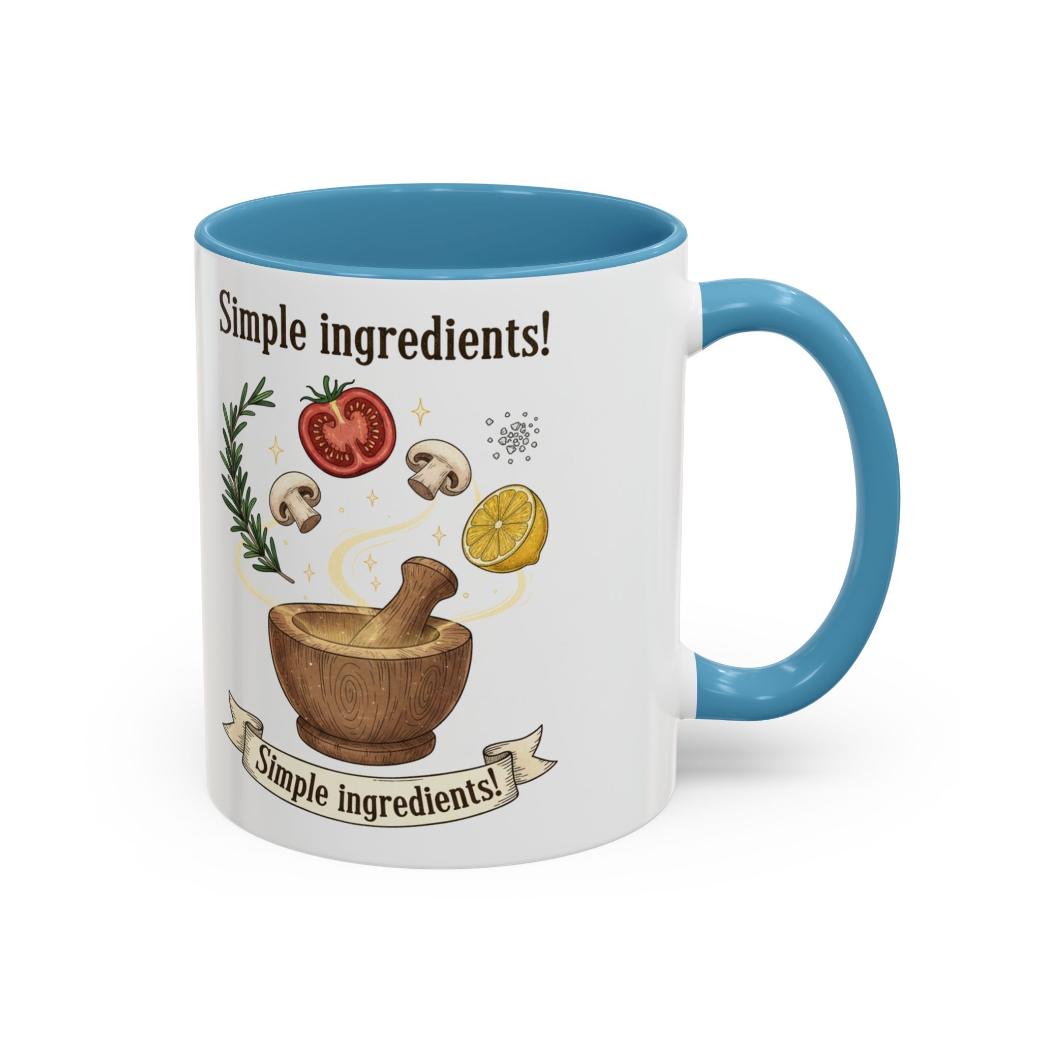 Simple Ingredients Coffee Mug — Cute Kitchen Mortar & Herbs Ceramic Accent Mug