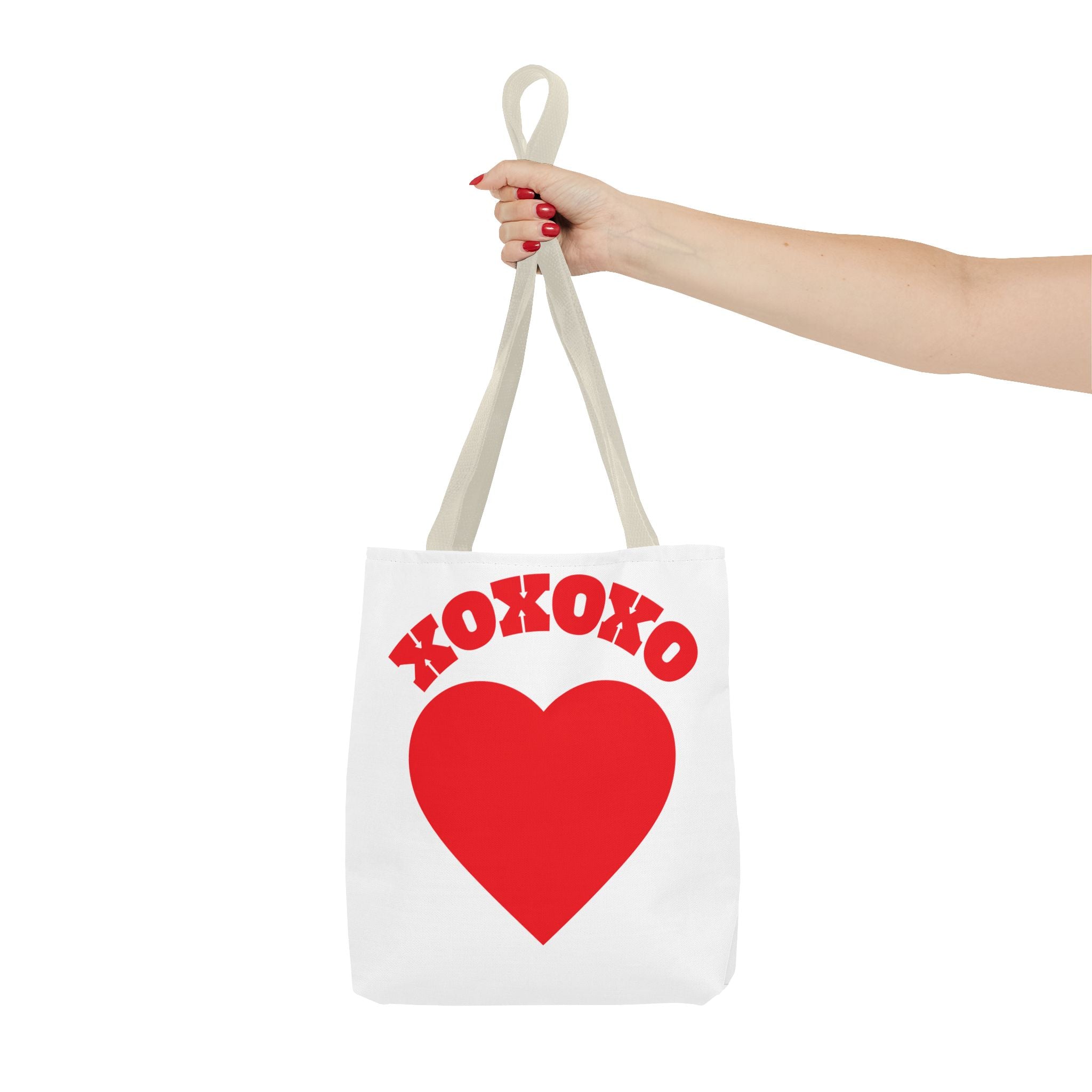 Valentine Heart 'XOXOXO' Tote Bag — Romantic Red Heart Canvas Tote for Valentine's Day