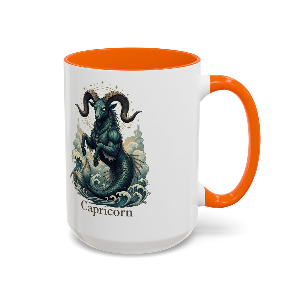 Capricorn Sea-Goat Accent Coffee Mug — Zodiac Astrology Ceramic Gift (11/15oz)