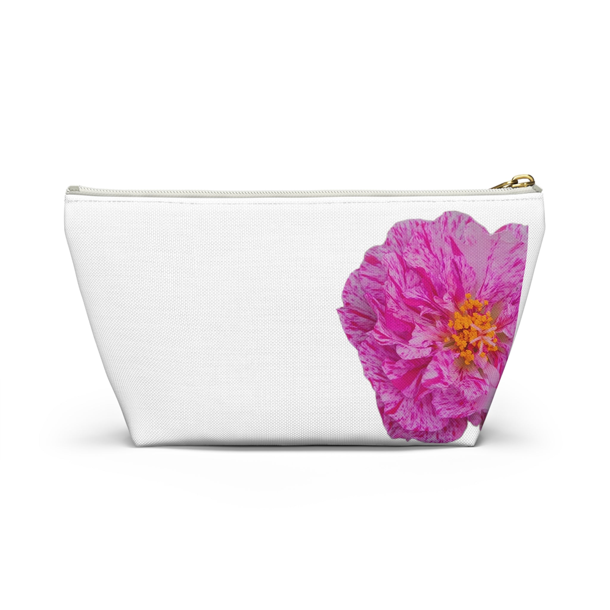 Pink Peony Accessory Pouch — Floral T‑Bottom Makeup Bag