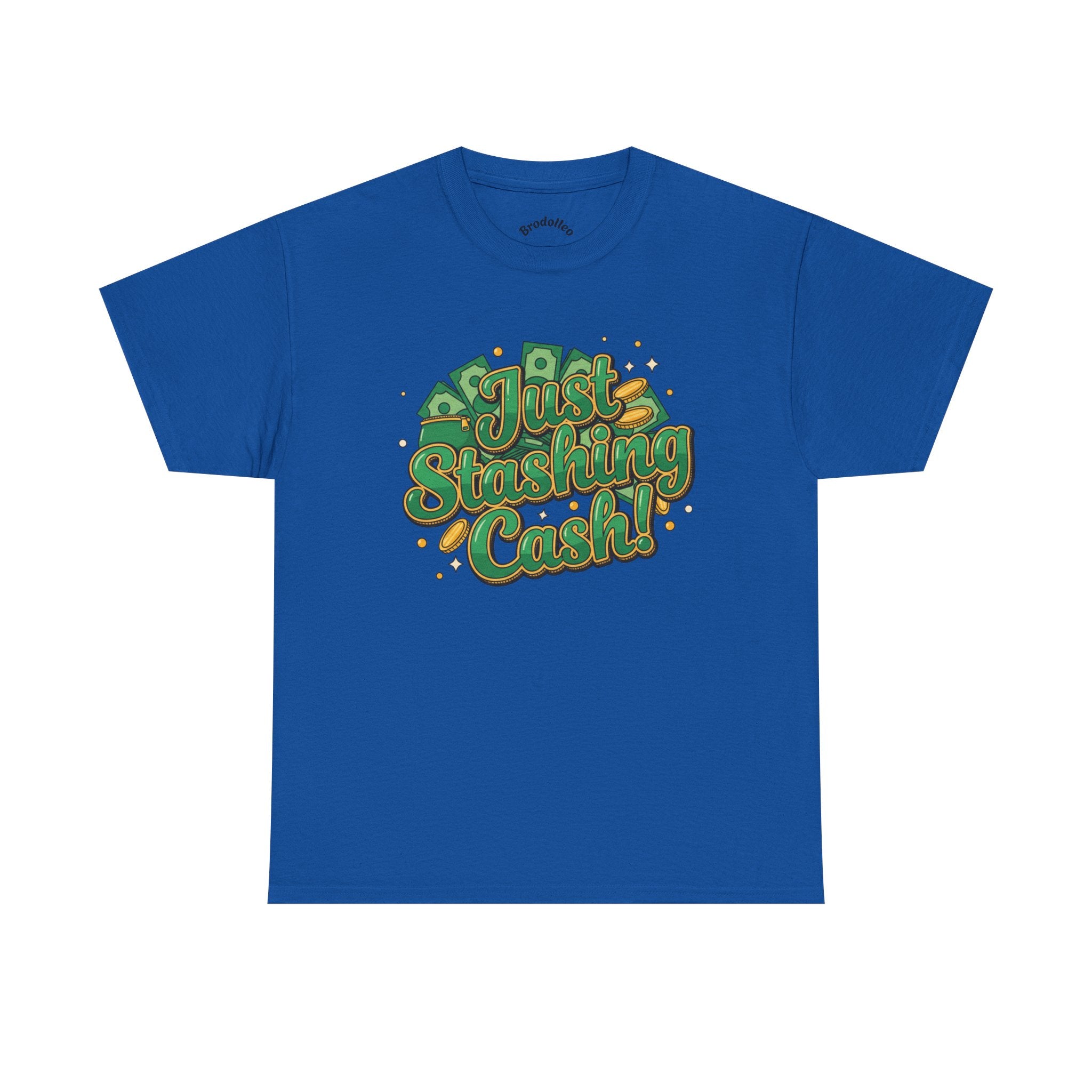 T‑Shirt — “Just Stashing Cash!” Retro Script Money Graphic Tee
