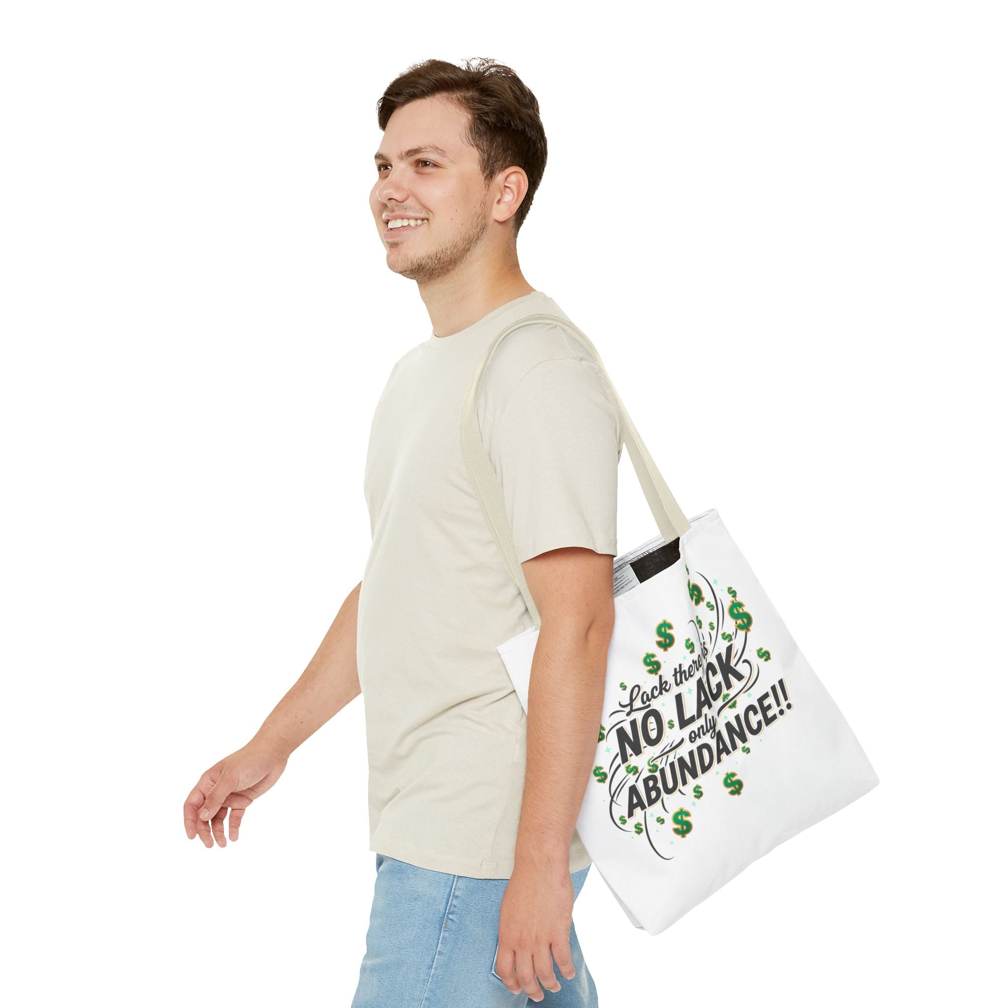 Abundance Tote Bag — "No Lack Only Abundance" Motivational Money Design