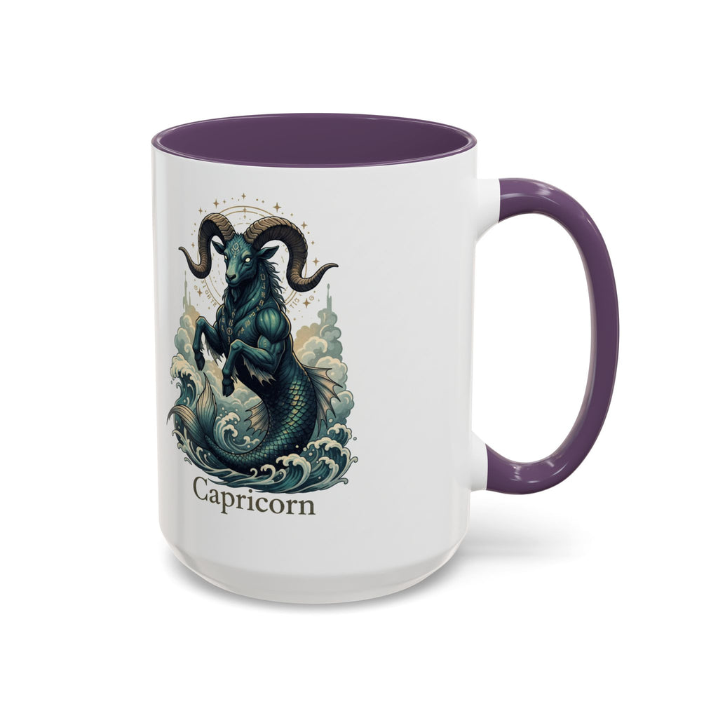 Capricorn Sea-Goat Accent Coffee Mug — Zodiac Astrology Ceramic Gift (11/15oz)