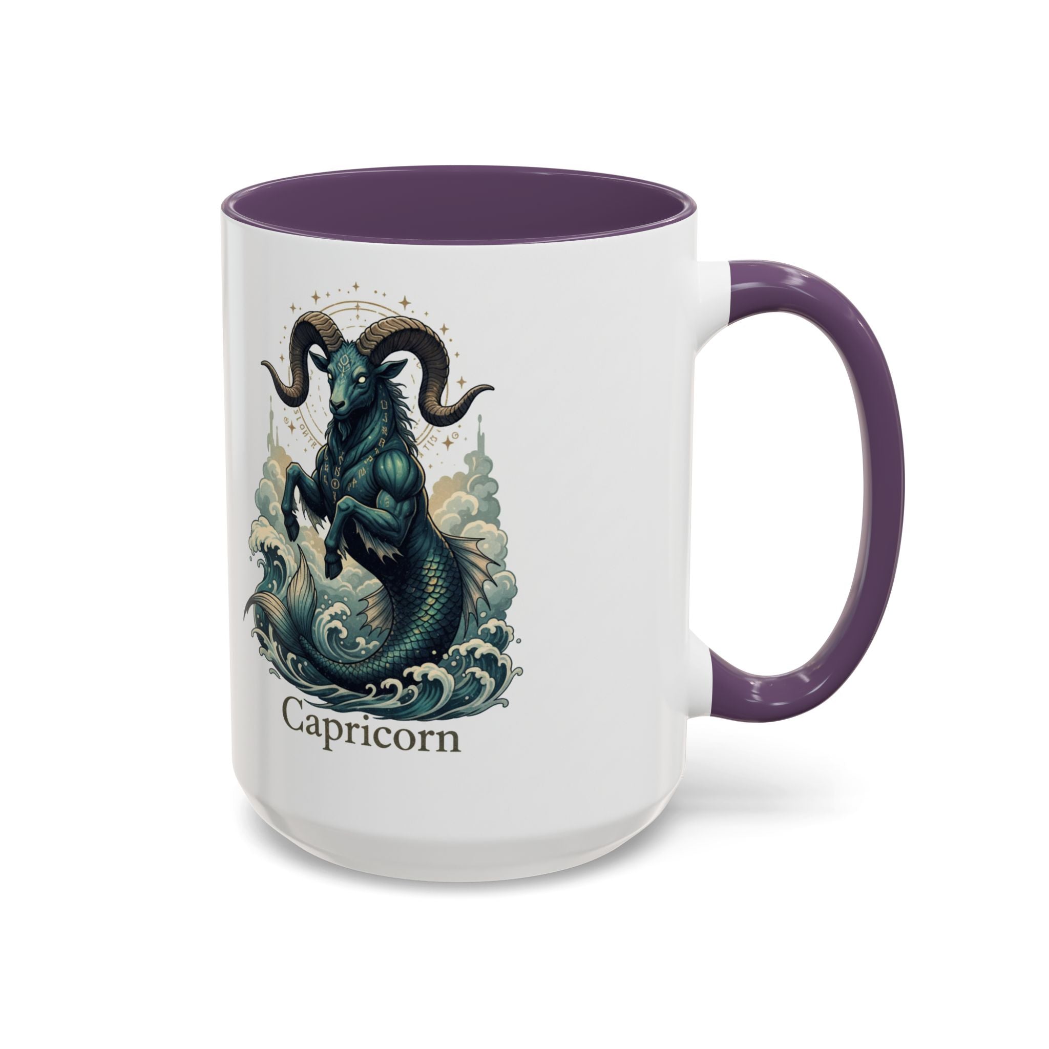 Capricorn Sea-Goat Accent Coffee Mug — Zodiac Astrology Ceramic Gift (11/15oz)