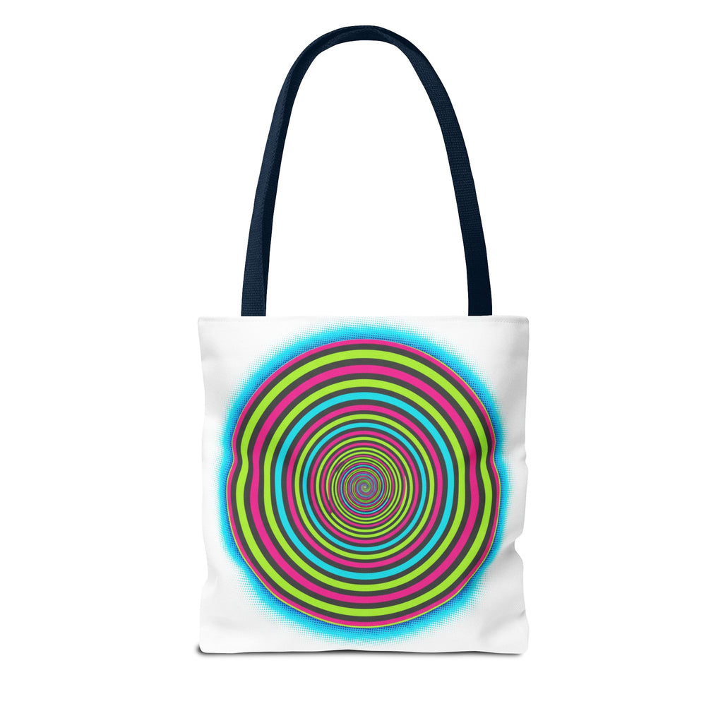 Psychedelic Spiral Tote Bag — Colorful Vortex All-Over Print Tote