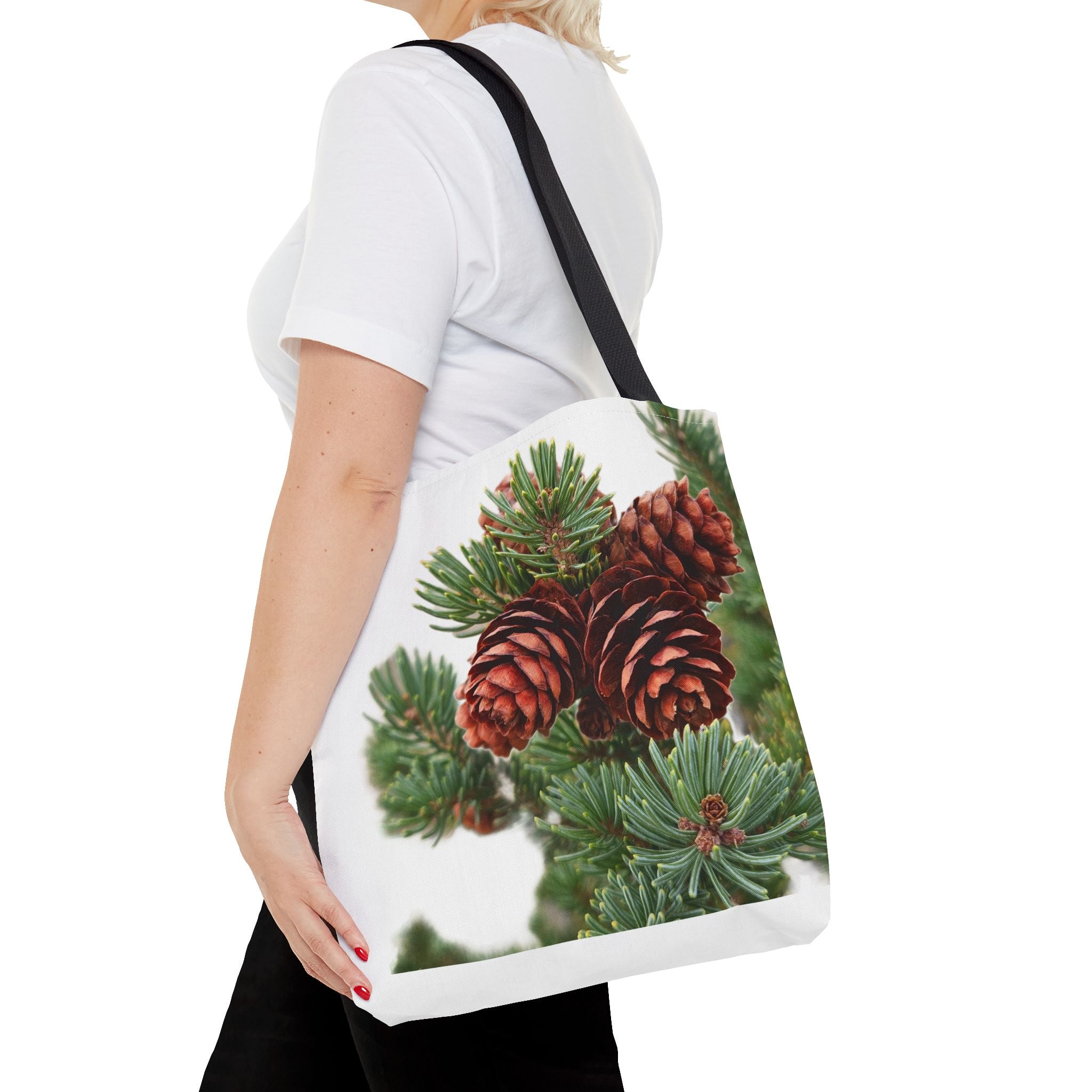 Pinecone Winter Tote Bag — Botanical Evergreen Holiday Market Bag