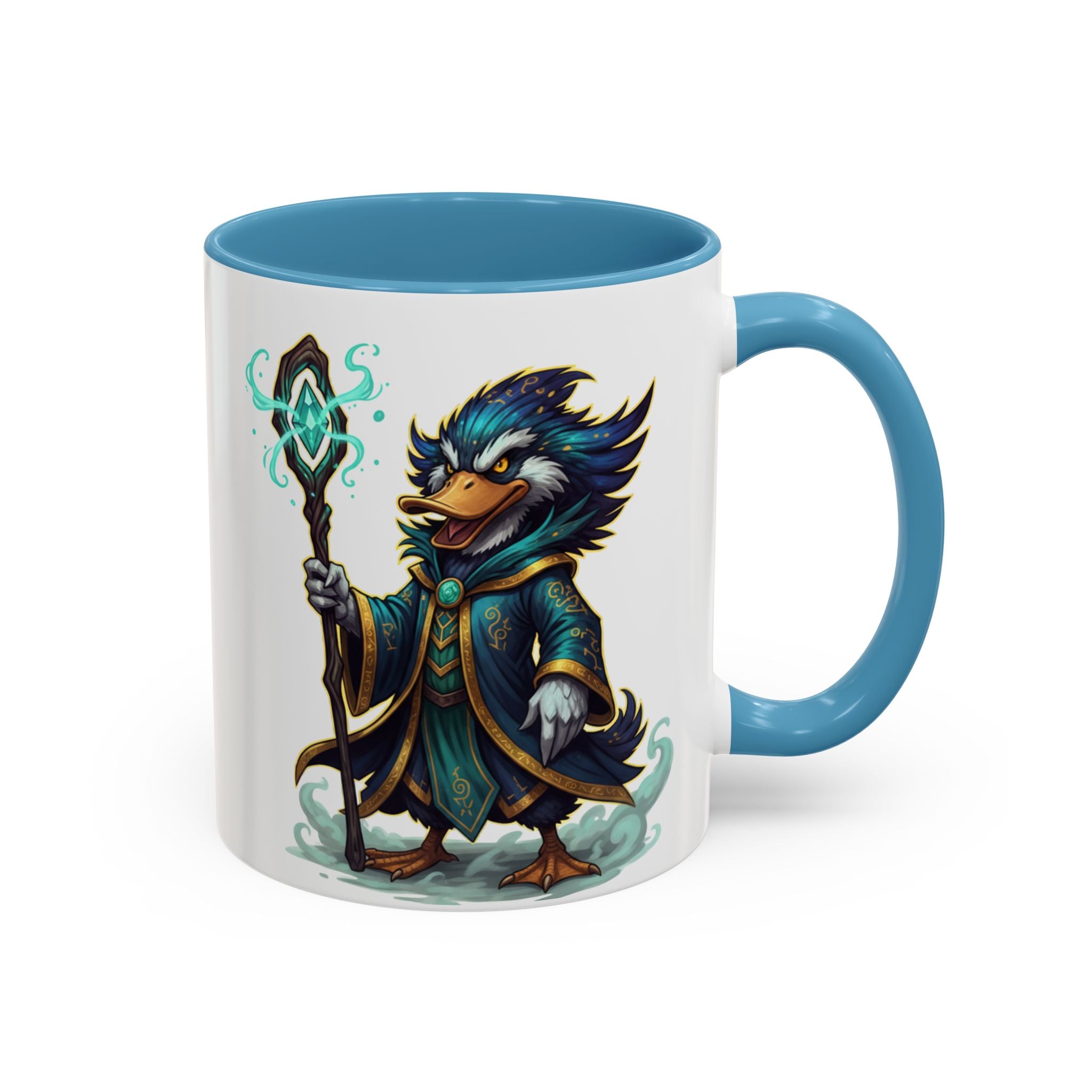 Mage Duck Coffee Mug — Fantasy Wizard Duck Illustration Accent Mug (11/15oz)