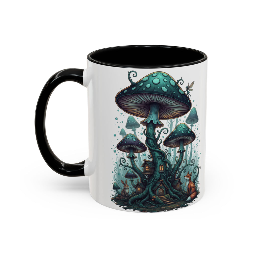 Enchanted Mushroom Cottage Coffee Mug — Fantasy Forest Accent Mug