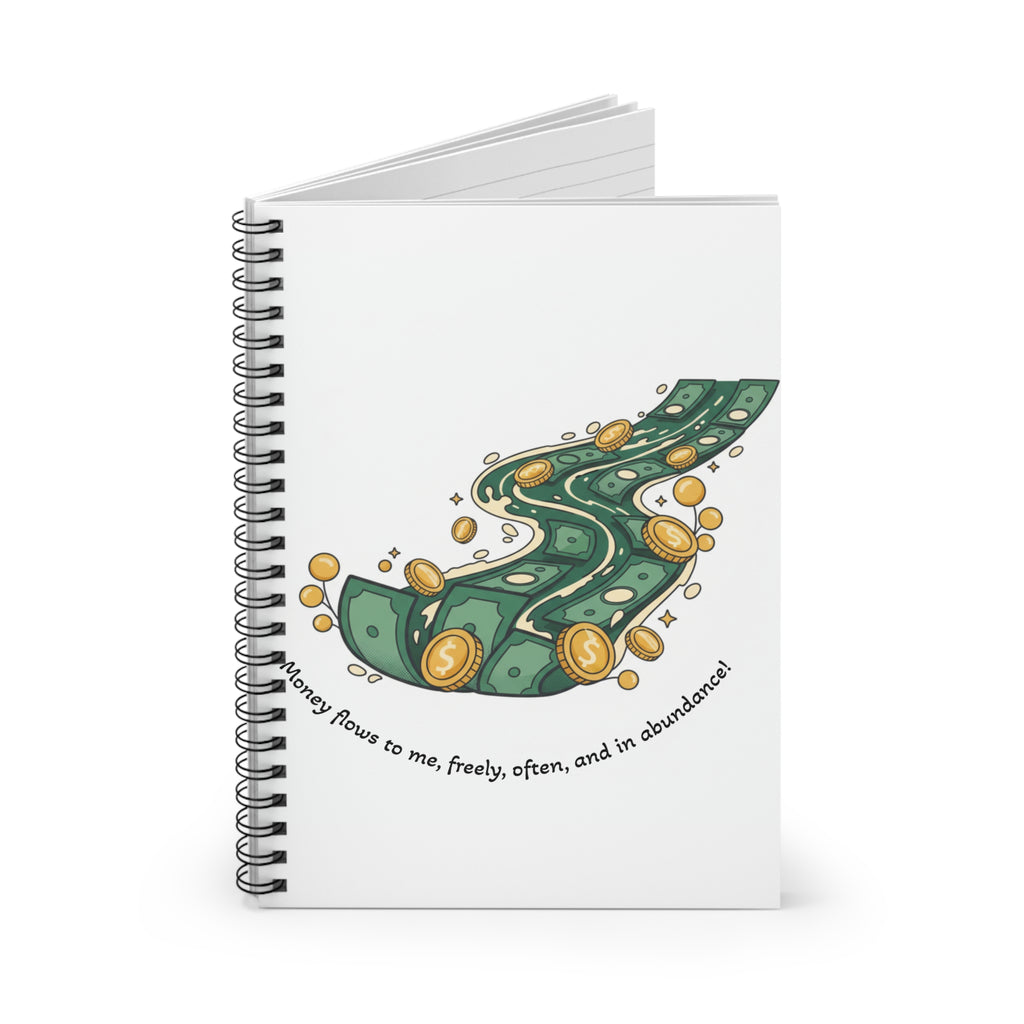 Money Flow Spiral Notebook — Affirmation Ruled Journal for Abundance & Finance Goals