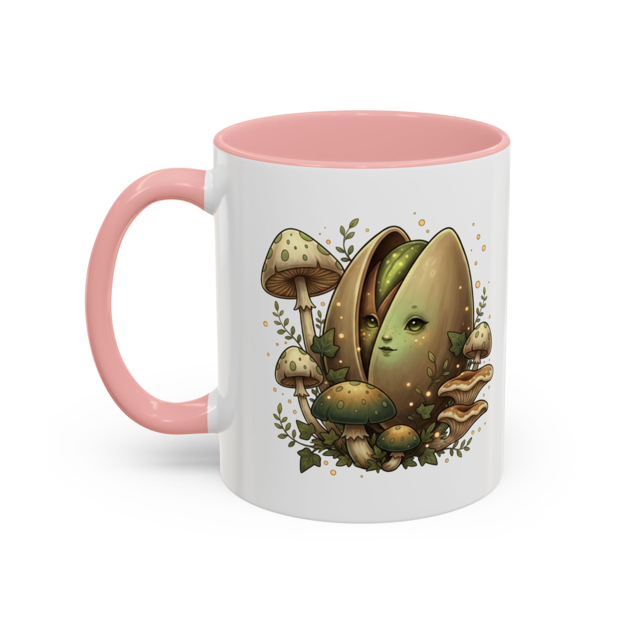 Mushroom Forest Accent Coffee Mug — Cute Woodland Fungi Design (11/15oz)