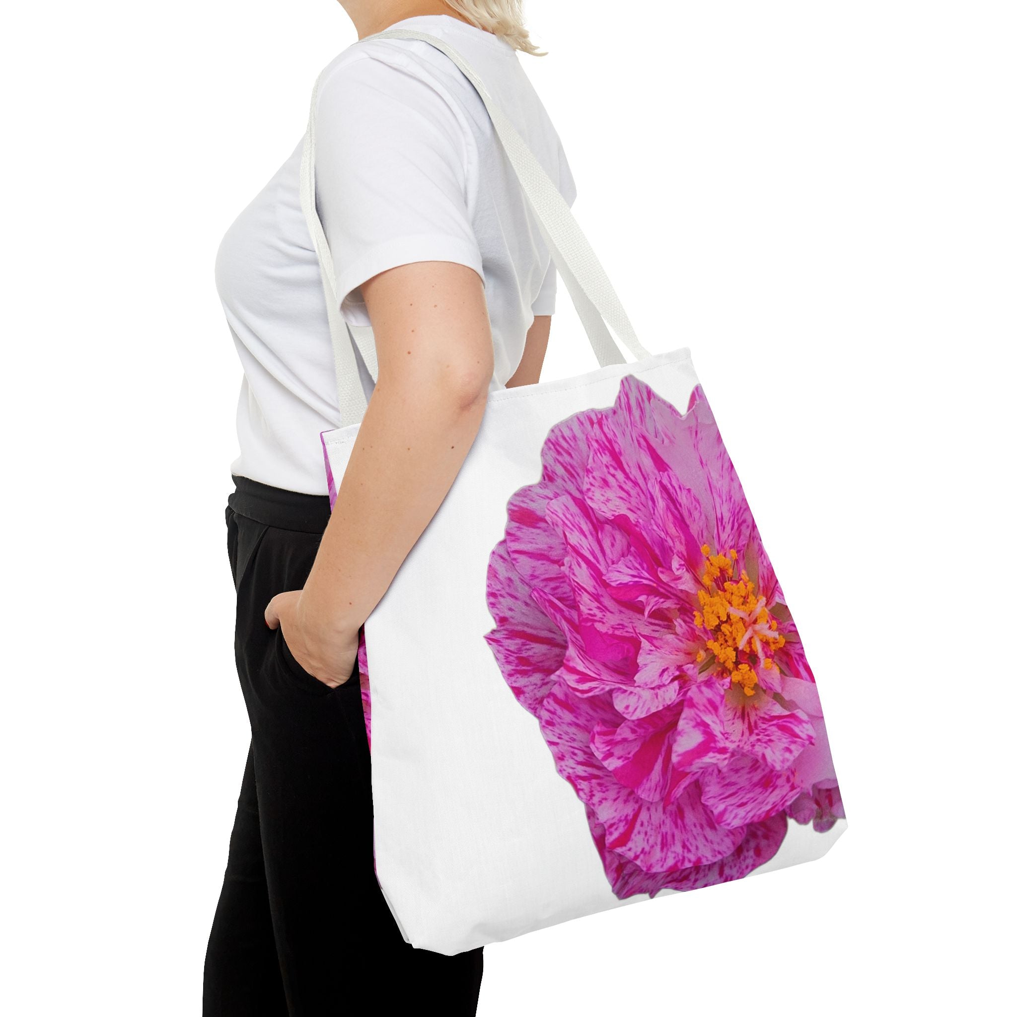 Pink Peony Floral Tote Bag — Bright Bloom All-Over Print