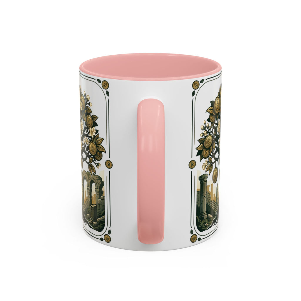 Ornate Tree of Coins Coffee Mug — Gold Ruins Accent Ceramic Mug (11/15oz)