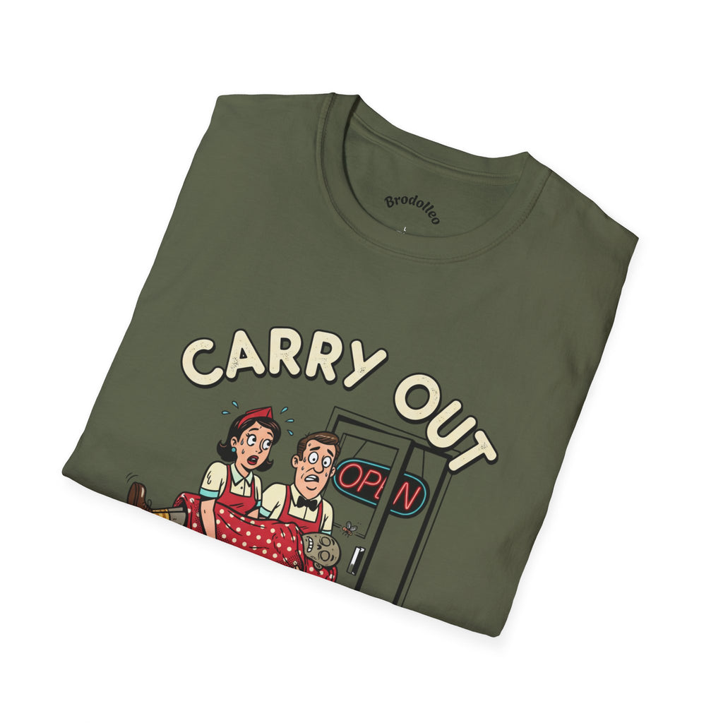 Carry Out T-Shirt — Retro 'Carry Out: Service With a Smile' Vintage Diner Tee