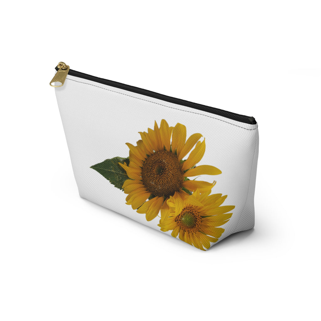 Sunflower Accessory Pouch — Floral Makeup & Travel T-Bottom Bag