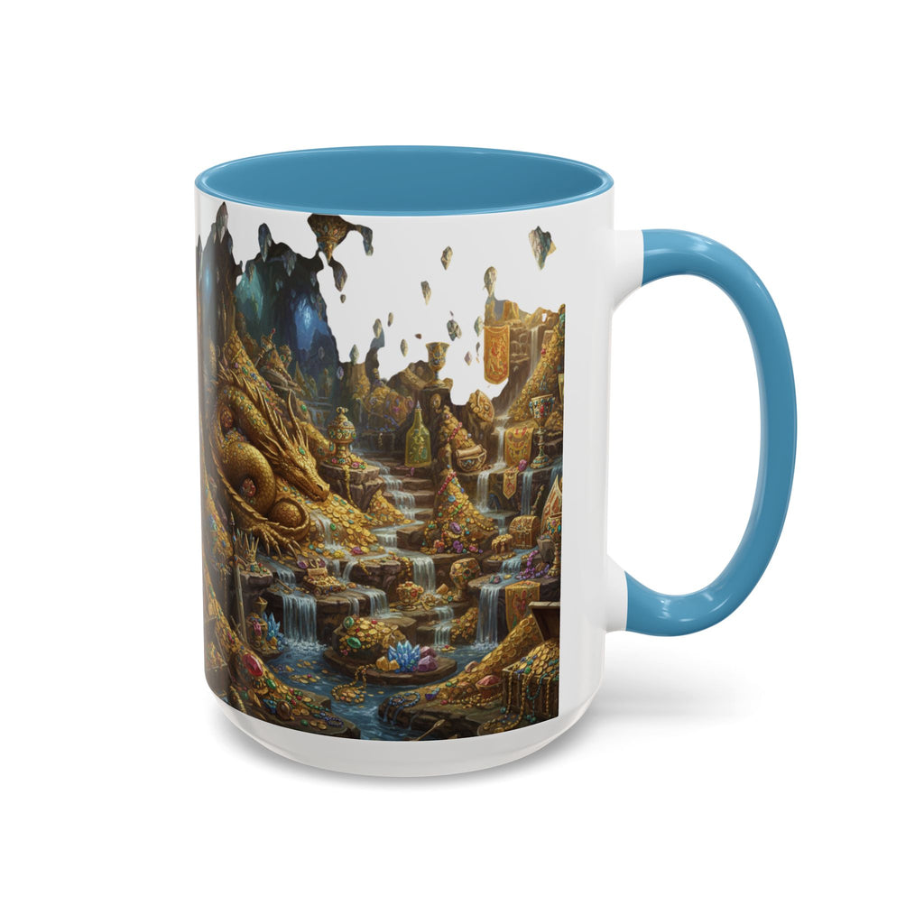 Dragon Hoard Accent Coffee Mug — Fantasy Treasure Landscape (11/15 oz)