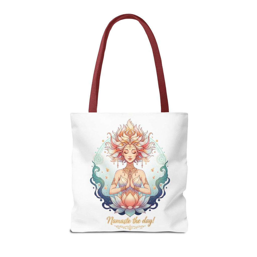Yoga Lotus Tote Bag — "Namaste the day!" Meditation Canvas Tote