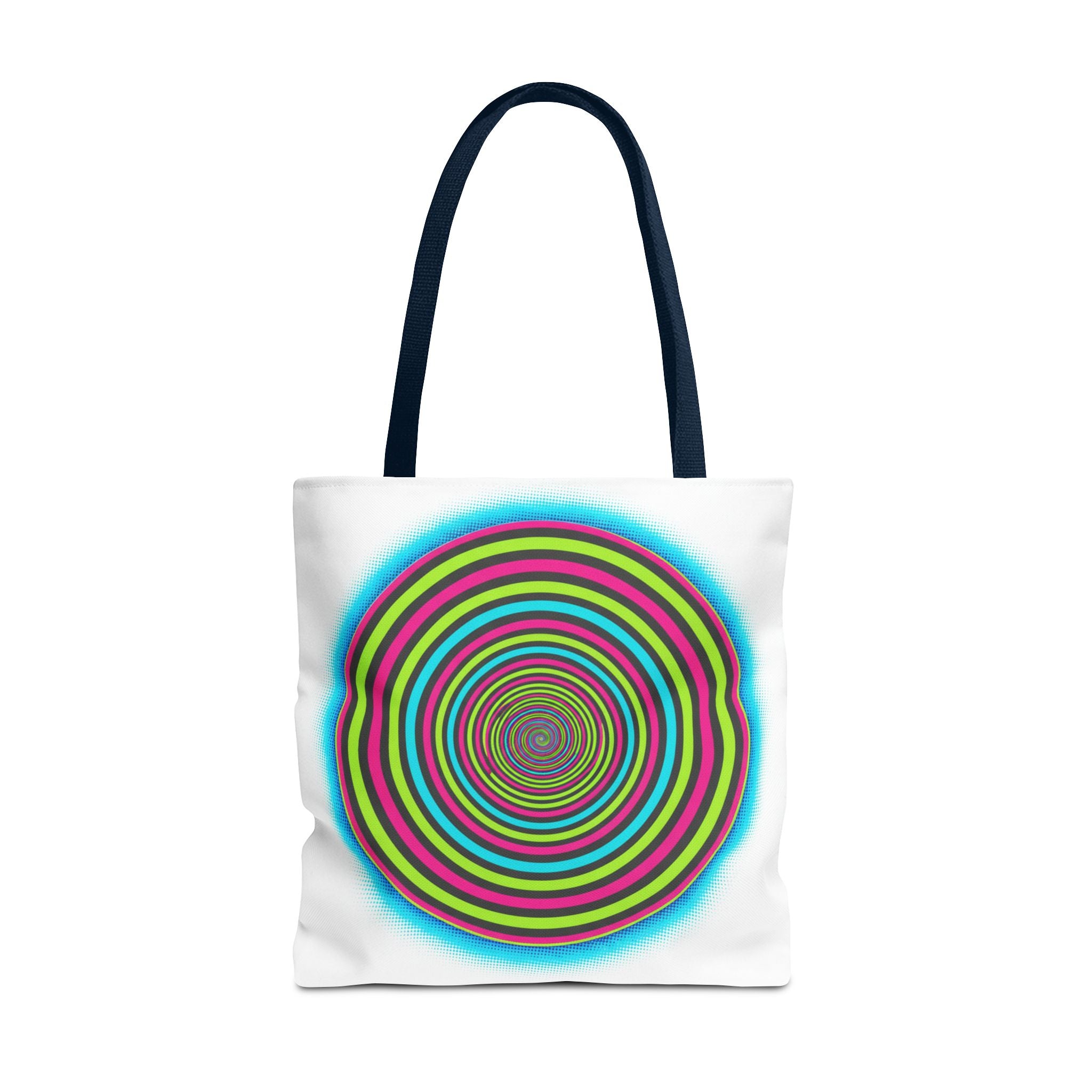 Psychedelic Spiral Tote Bag — Colorful Vortex All-Over Print Tote