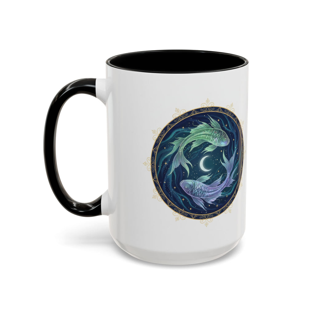 Koi Yin Yang Coffee Mug — Celestial Fish Moon Ceramic Accent Mug (11/15oz)