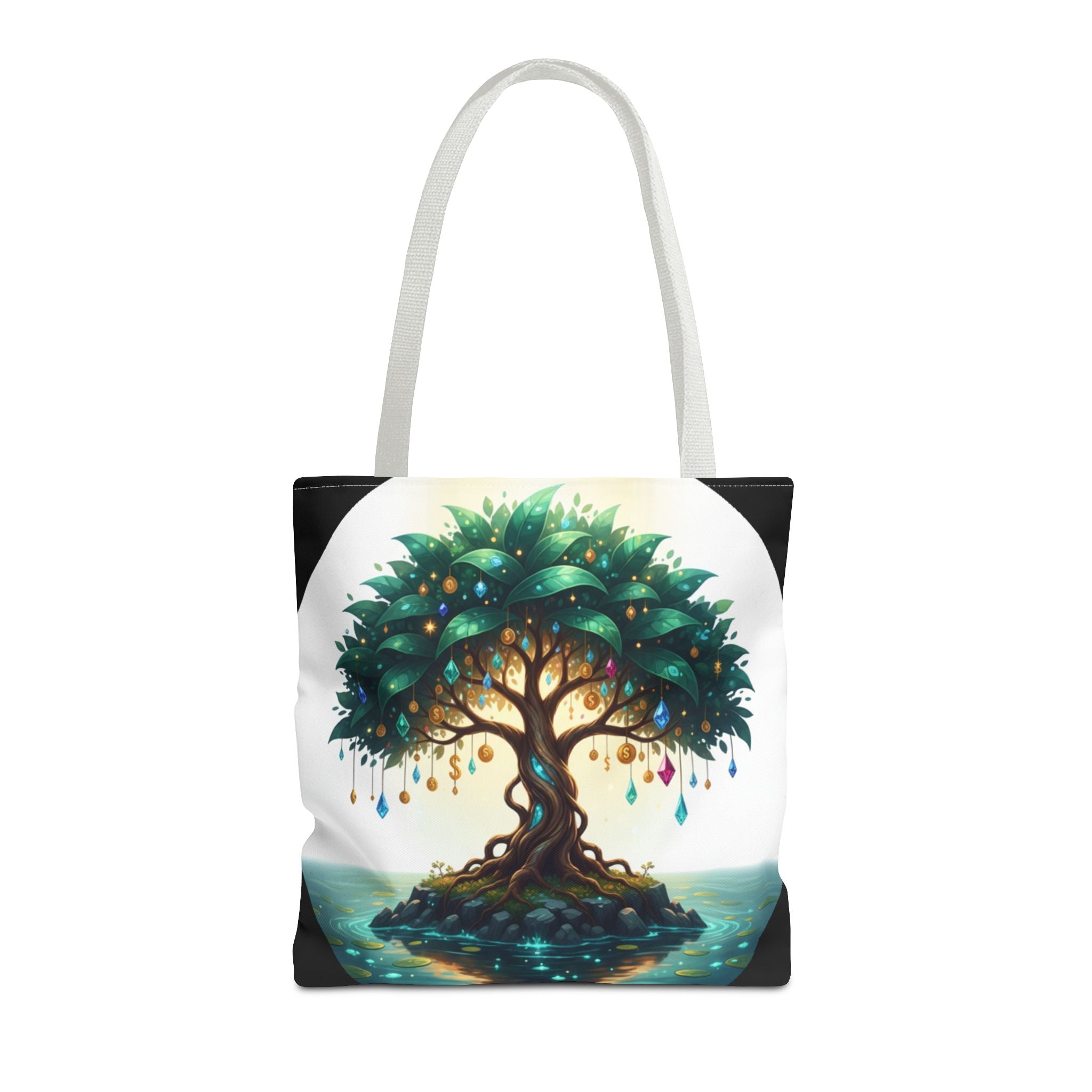 Enchanted Tree Tote Bag - Mystical Gem-Decorated Tree All-Over Print
