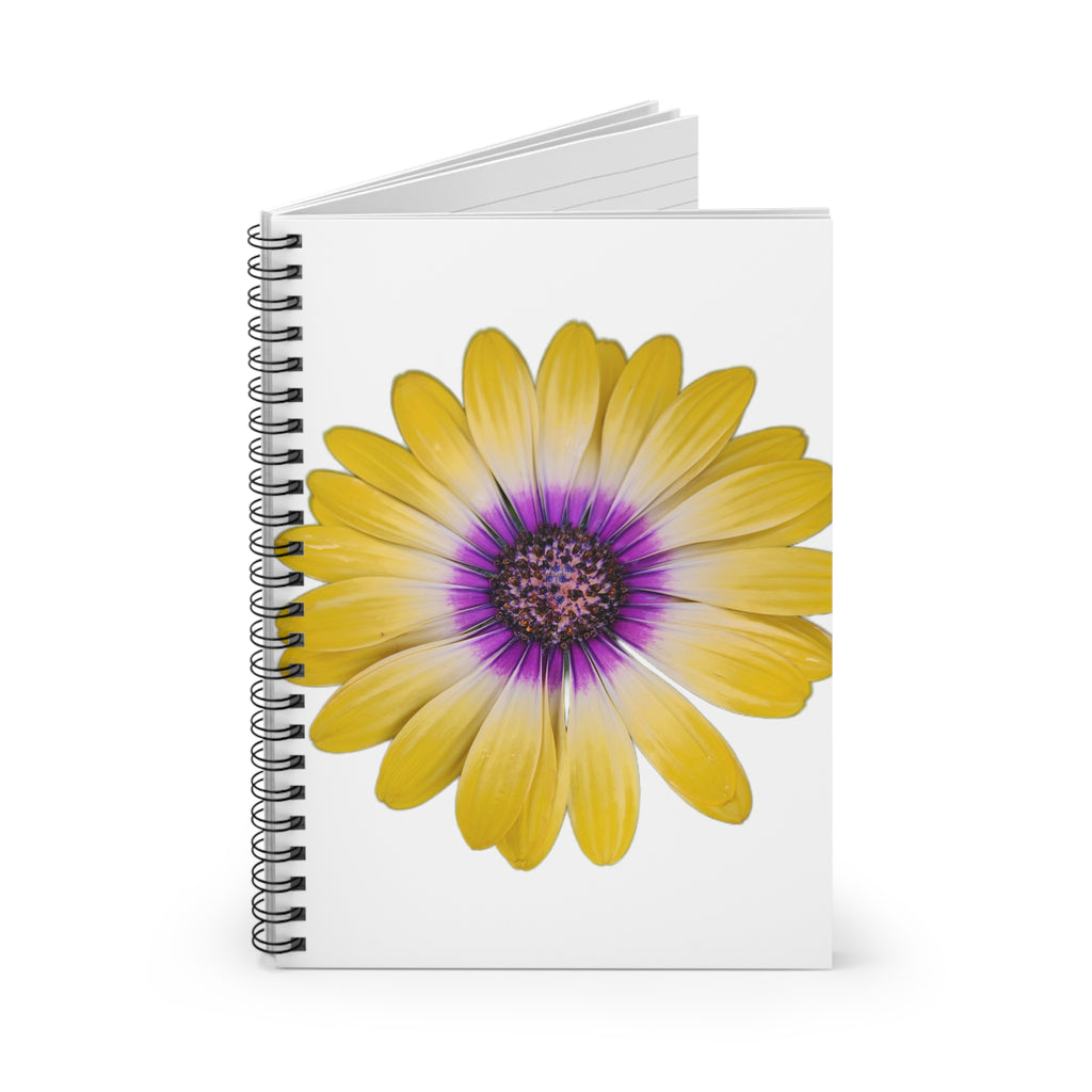 Yellow Purple Daisy Spiral Notebook — Floral Ruled Journal for Students & Gifts