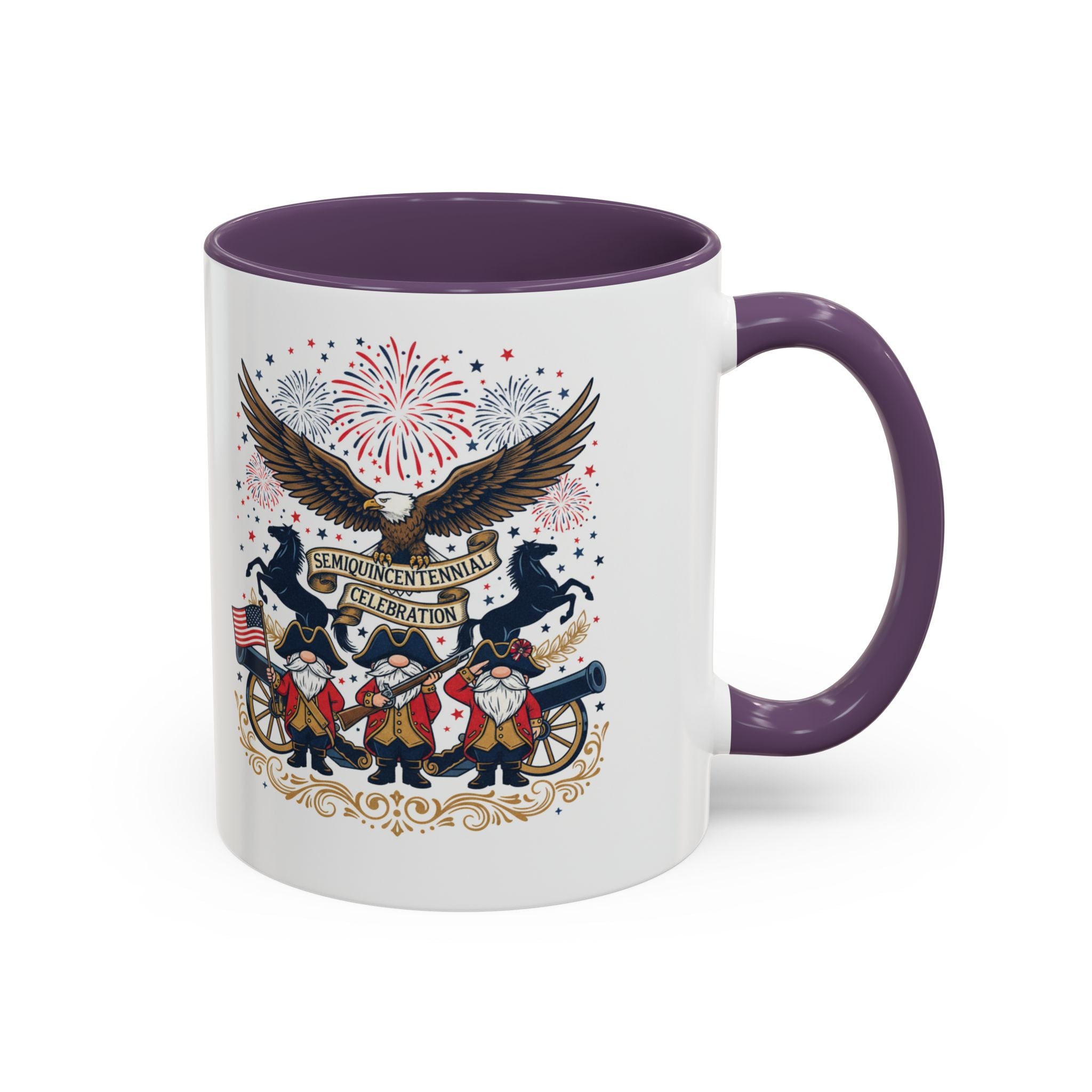 Patriotic Eagle & Revolutionary Soldiers Coffee Mug — Bicentennial Celebration Accent Mug
