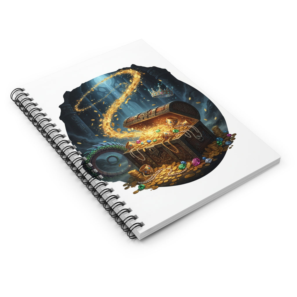 Treasure Chest Spiral Notebook — Fantasy Pirate Gold Journal (Ruled)