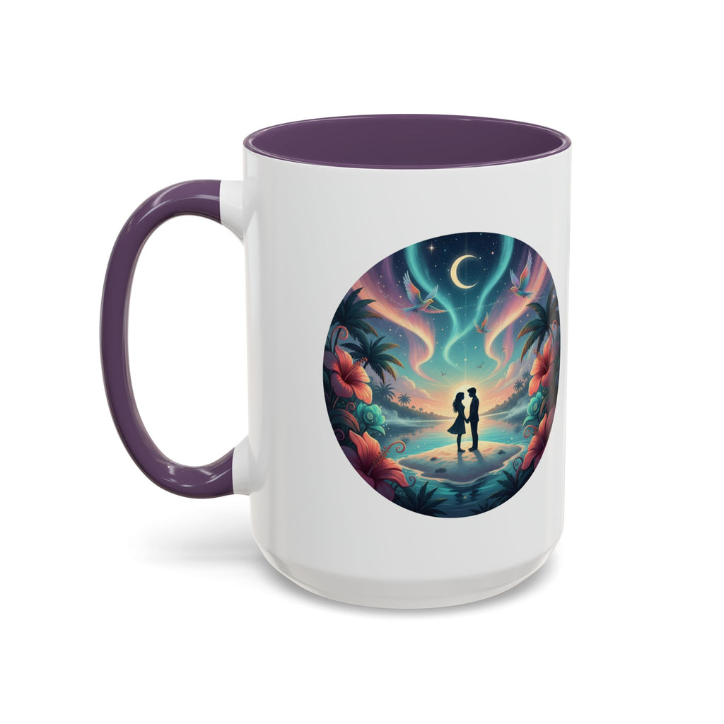 Tropical Sunset Coffee Mug — Romantic Beach Couple Accent Mug (11/15 oz)