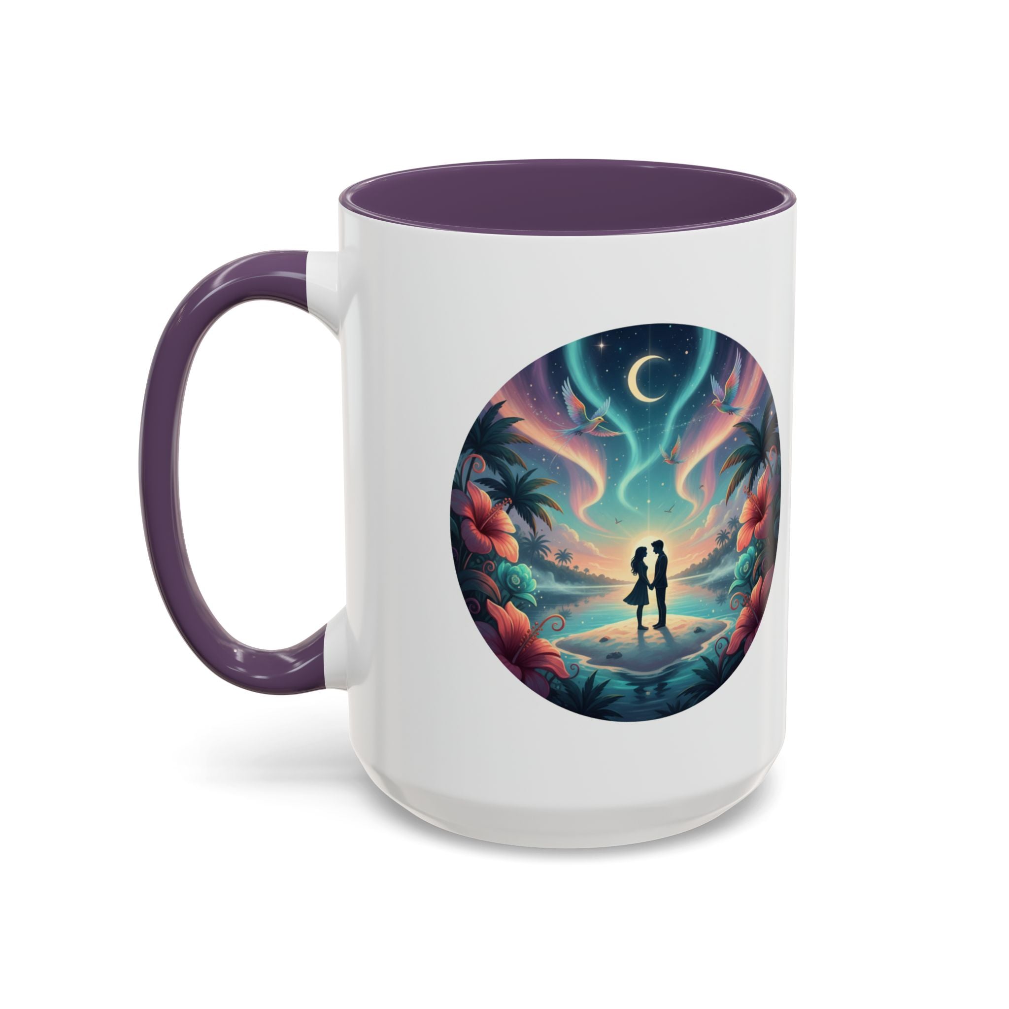 Tropical Sunset Coffee Mug — Romantic Beach Couple Accent Mug (11/15 oz)