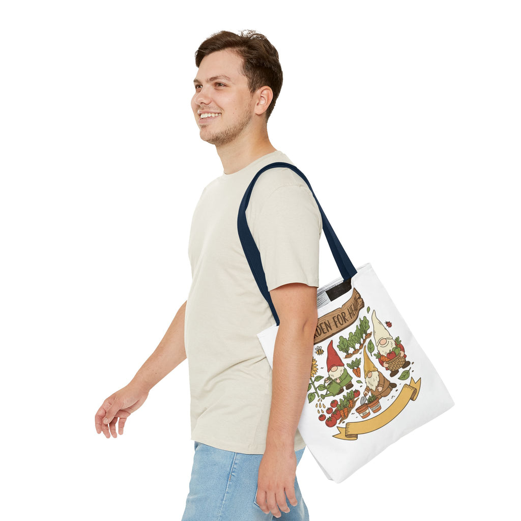 Garden Gnome Tote Bag - "Garden For Health" Cute Eco Shopper