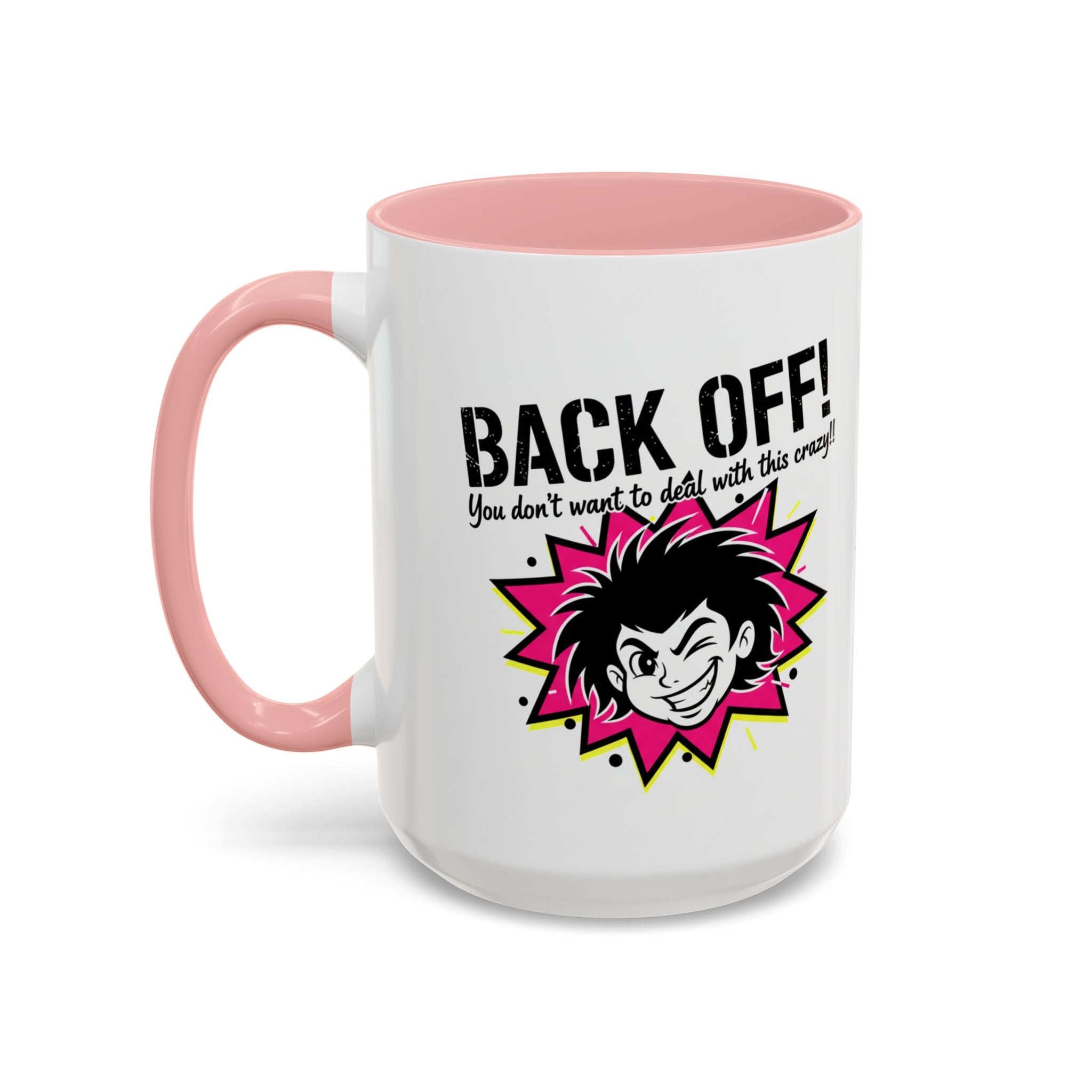 Back Off! Funny Cartoon Face Accent Coffee Mug — 11/15oz