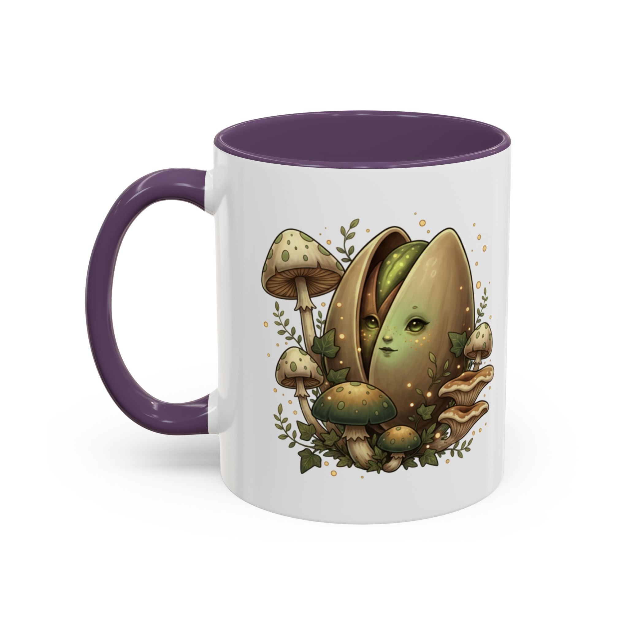 Mushroom Forest Accent Coffee Mug — Cute Woodland Fungi Design (11/15oz)