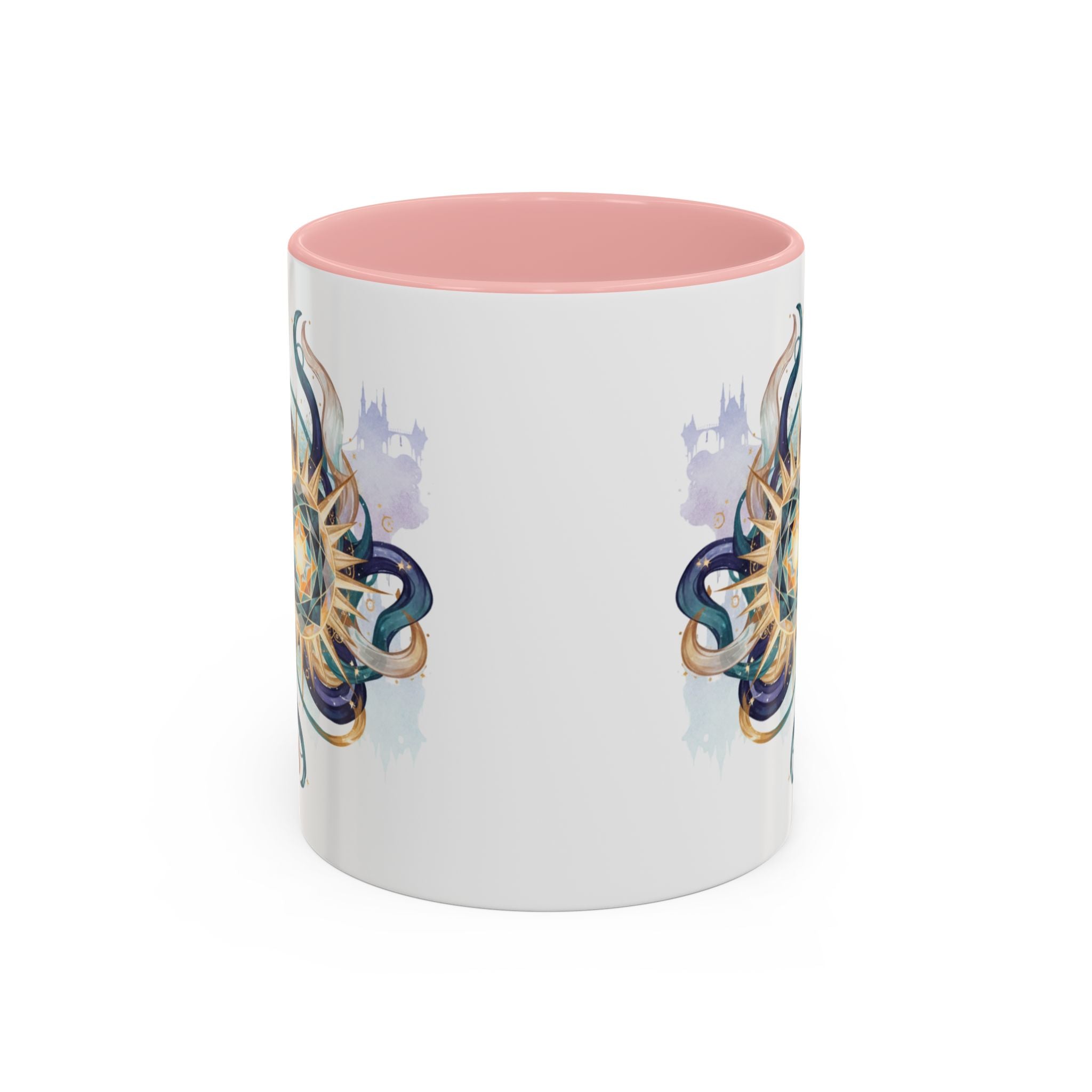 Celestial Nautilus Accent Coffee Mug — Ocean Sun Compass Art (11/15oz)