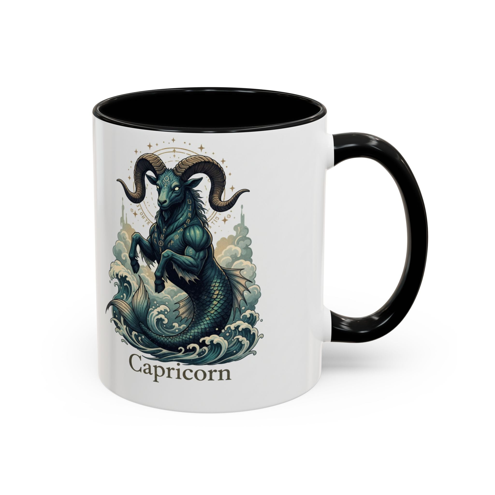 Capricorn Sea-Goat Accent Coffee Mug — Zodiac Astrology Ceramic Gift (11/15oz)