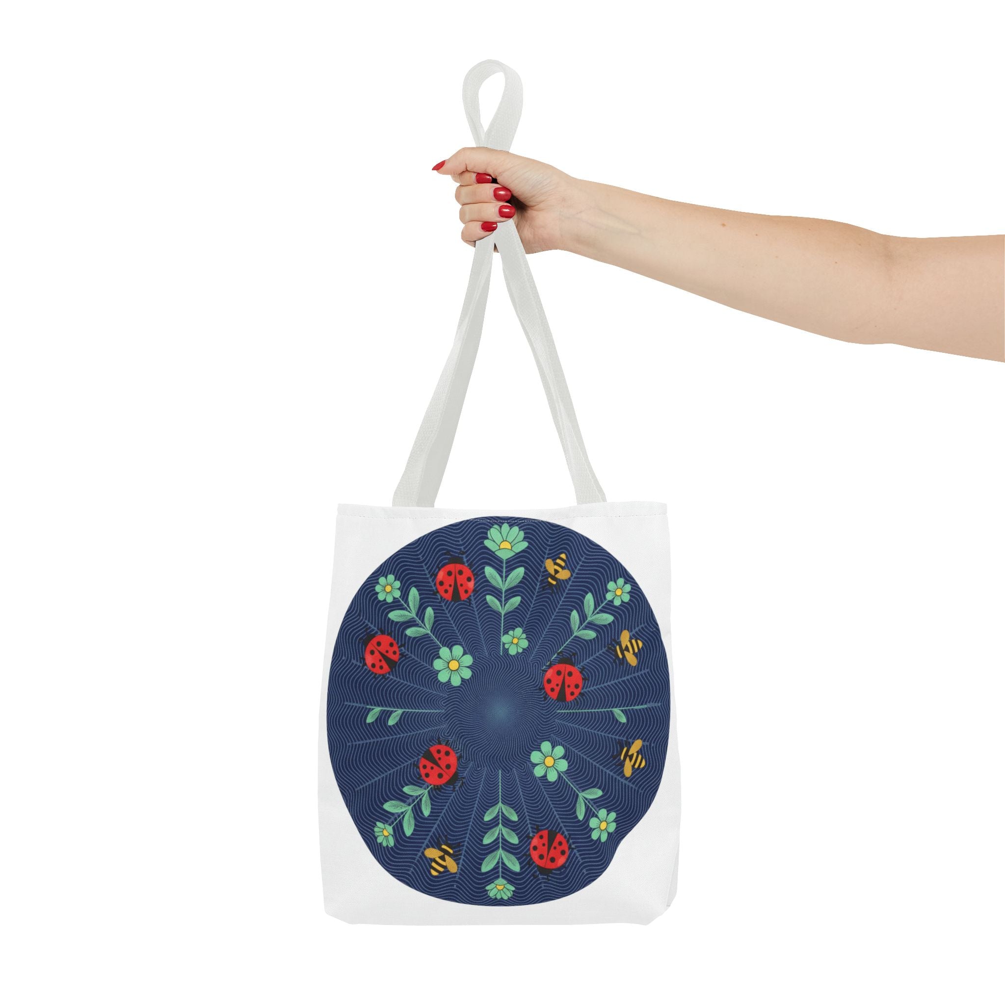Ladybug Garden Tote Bag — Floral Circular Print AOP Tote