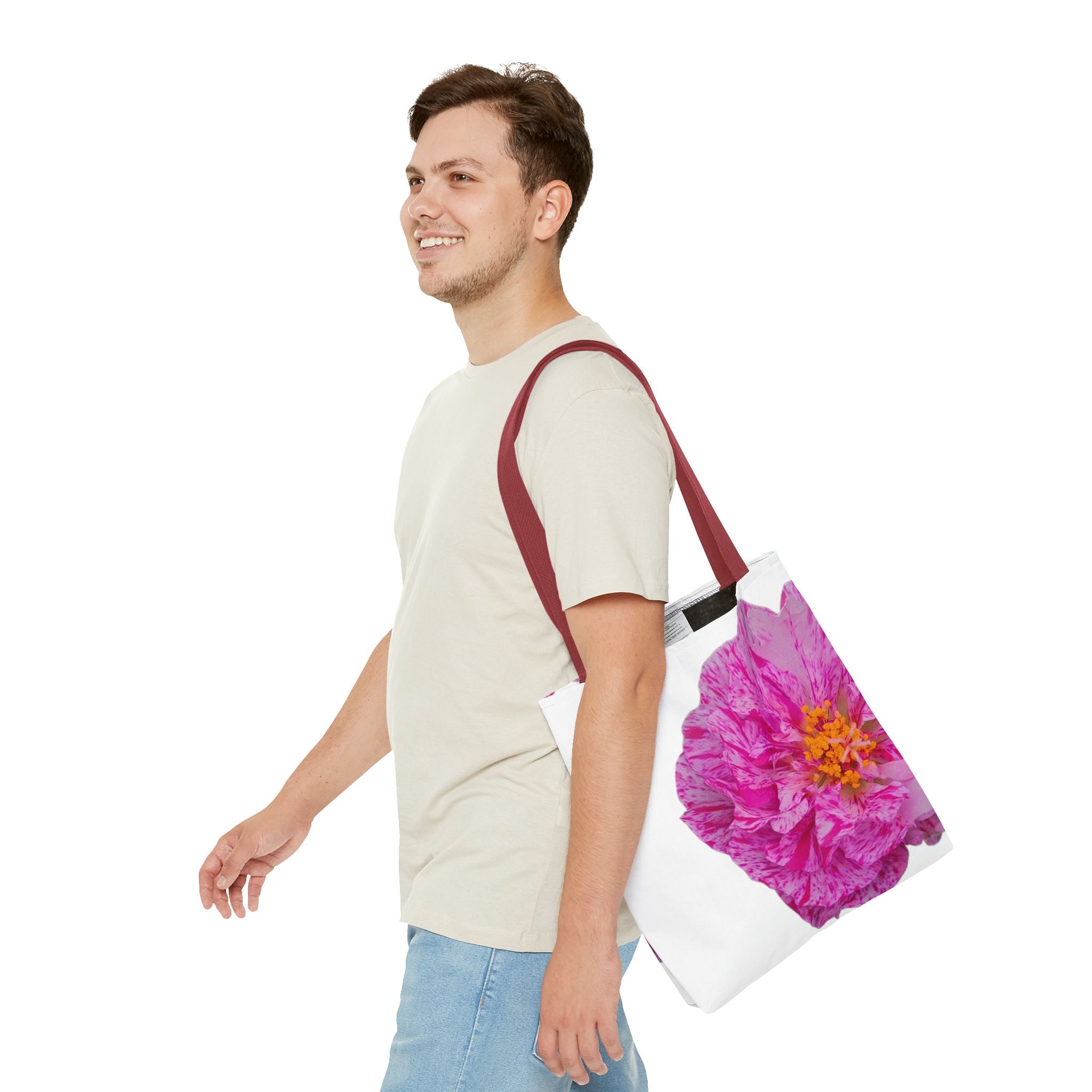 Pink Peony Floral Tote Bag — Bright Bloom All-Over Print