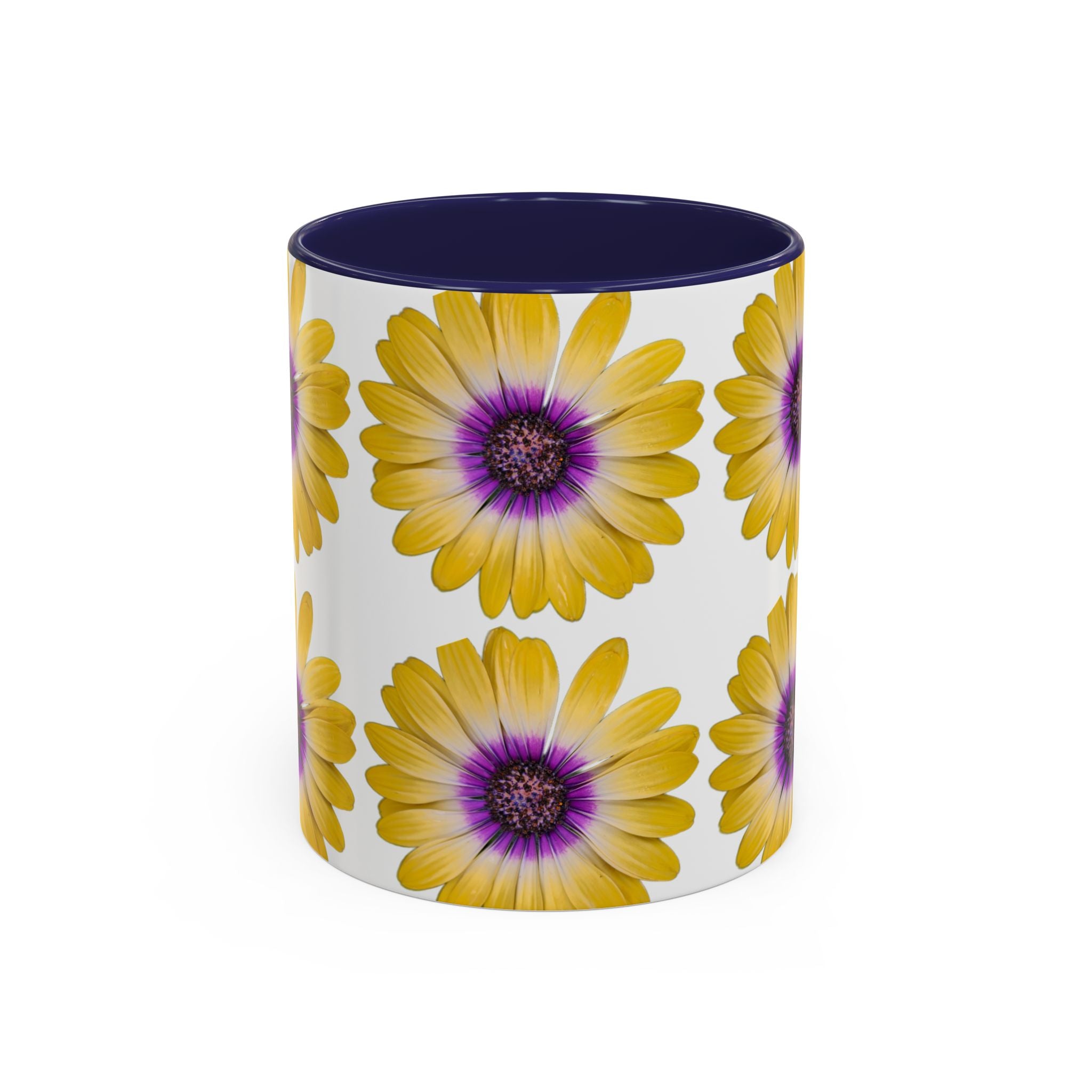 Yellow Purple Daisy Accent Coffee Mug – Floral Pattern 11/15oz