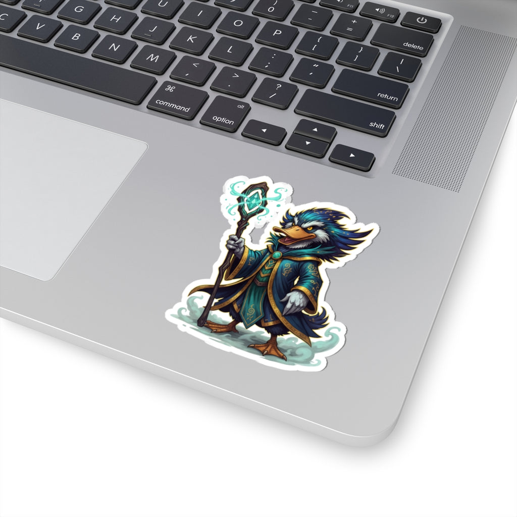 Arcane Duck Mage Sticker — Fantasy Wizard Kiss-Cut Vinyl